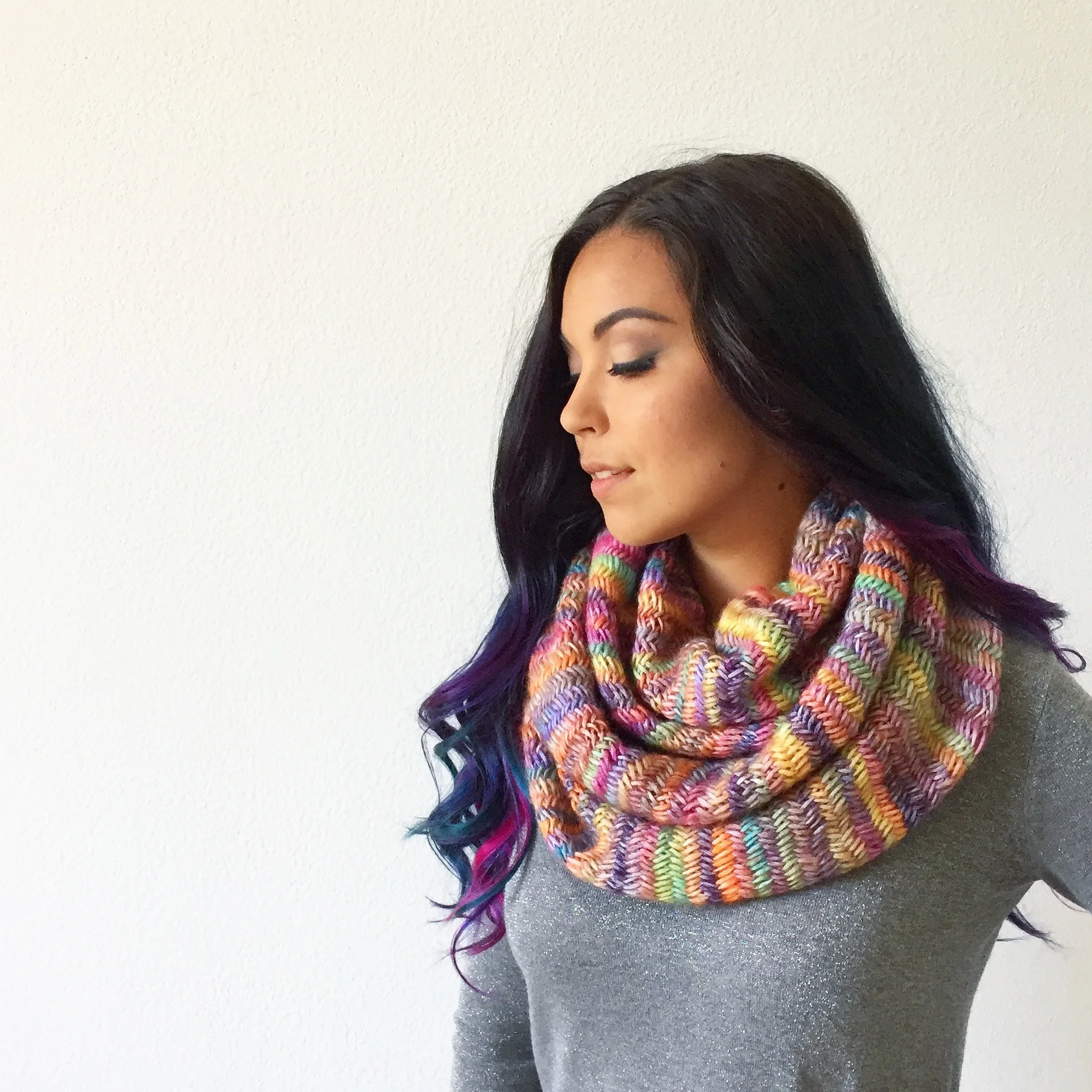 Misty Rainbow Scarf in 2 circles