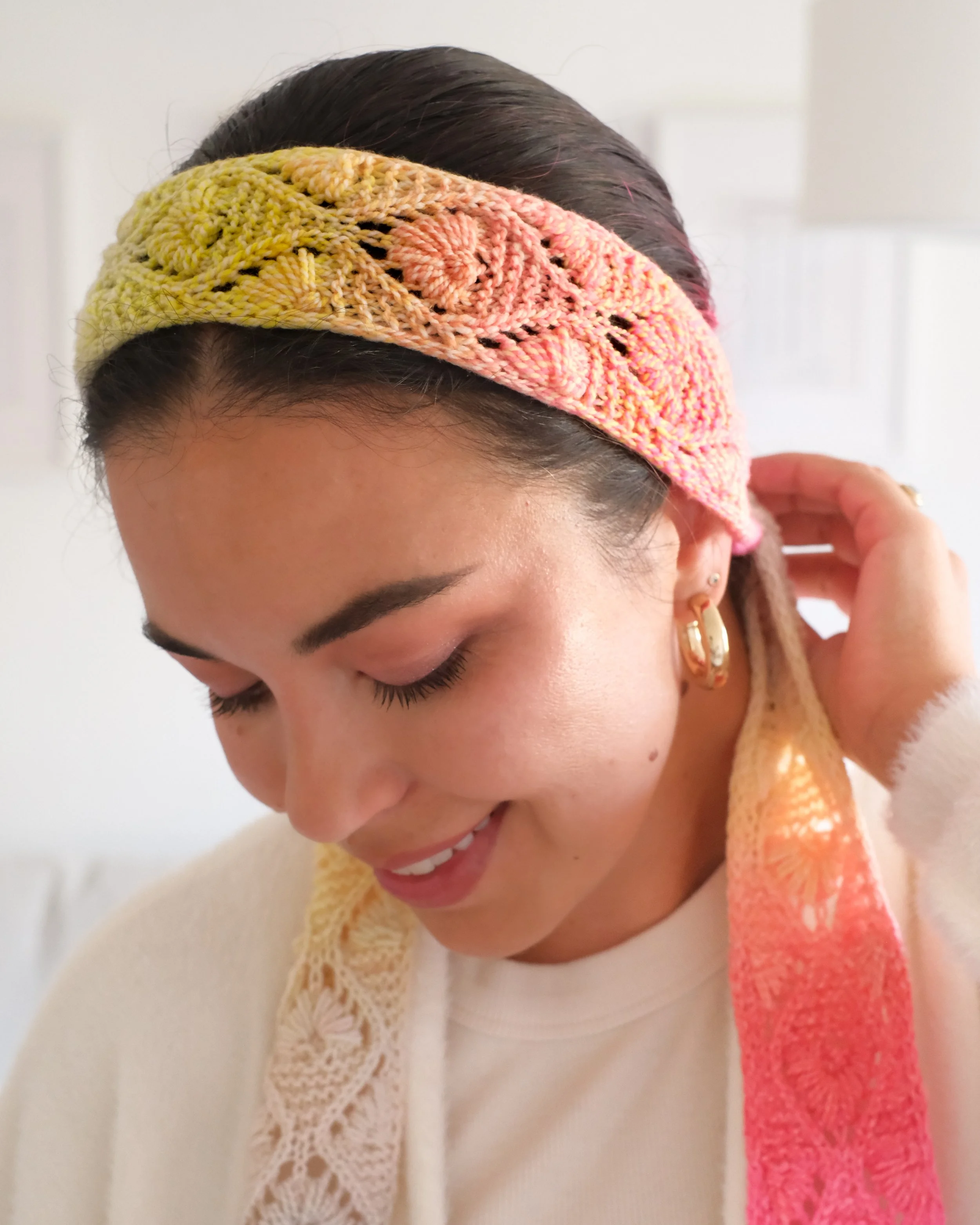 Cyclamen Scarf as Headband