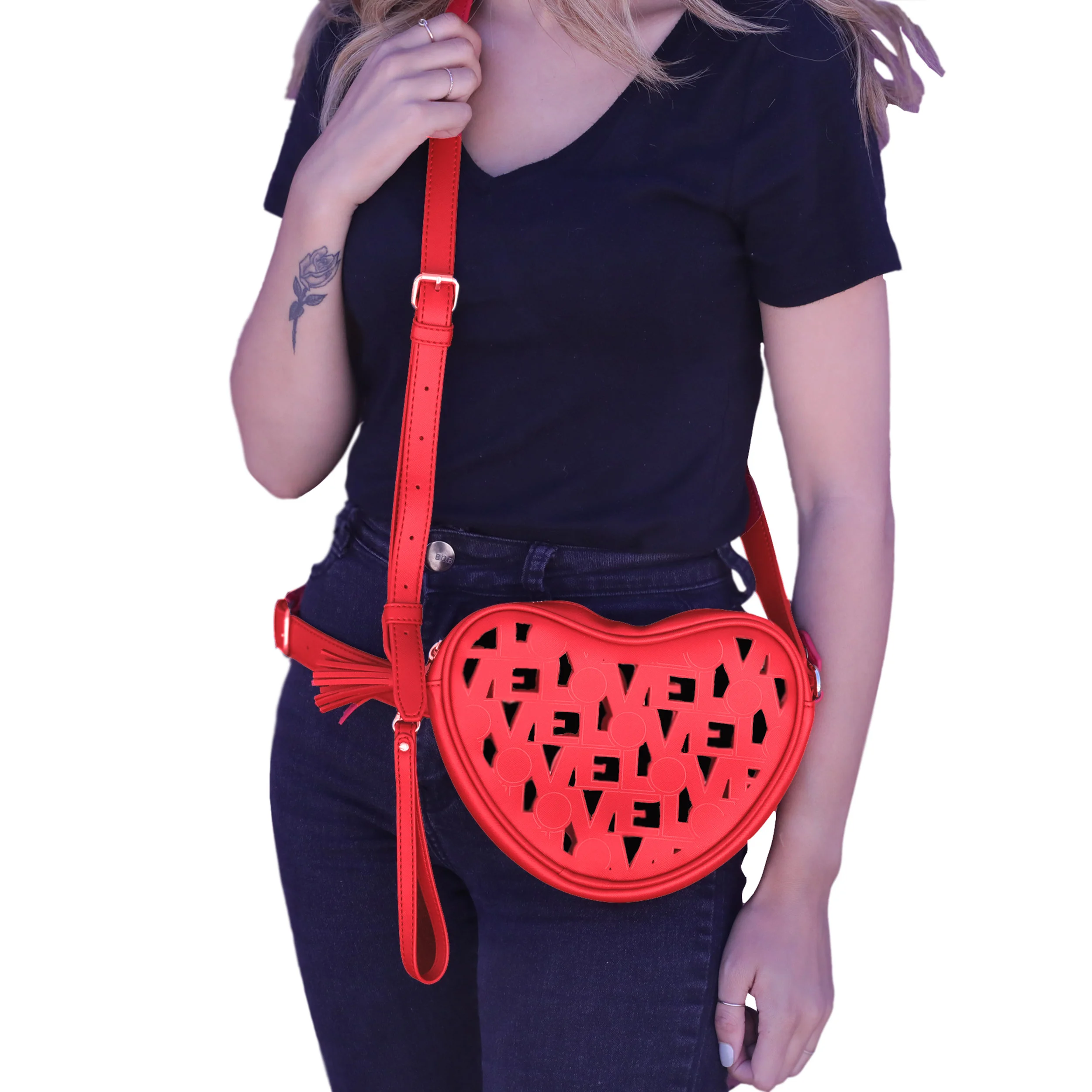 red heart fanny pack