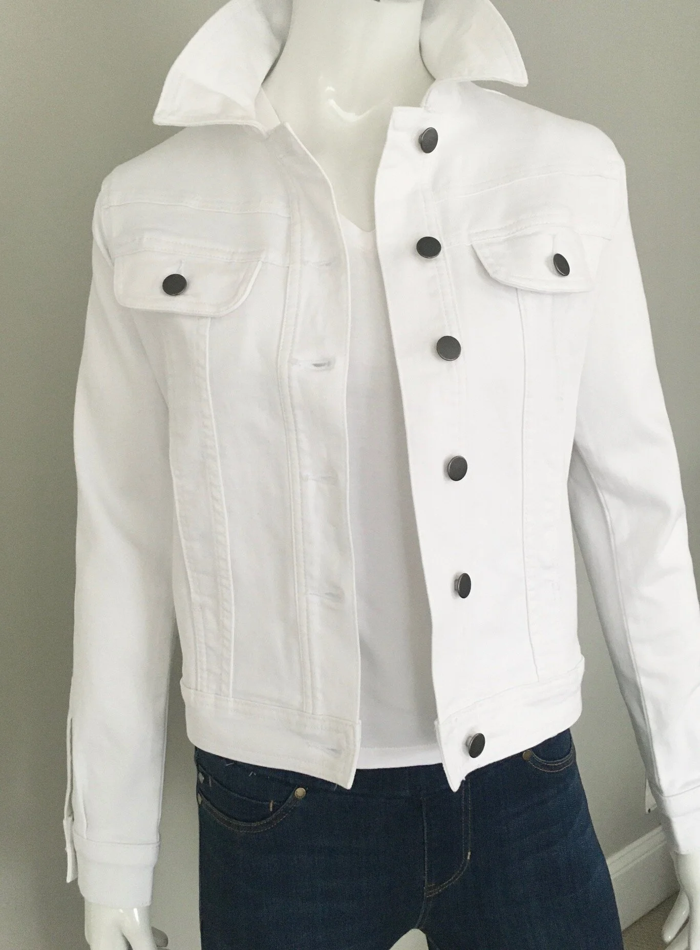 kut from the kloth white denim jacket