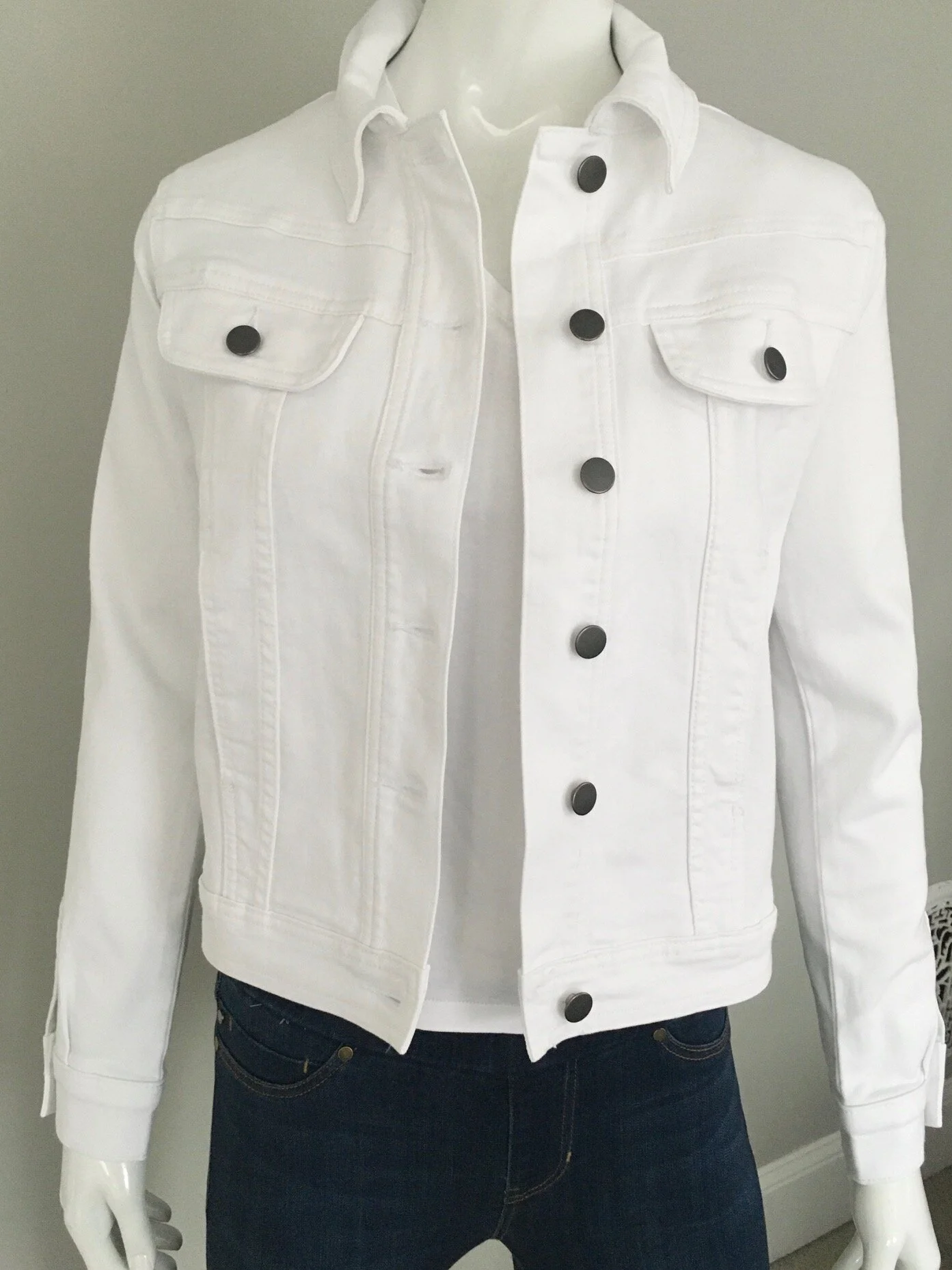 kut from the kloth white denim jacket