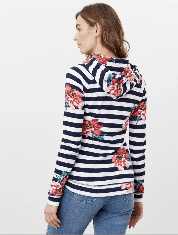 Joules Marlston Print Hooded Sweatshirt -Cream Floral 213788 — Bev u0026 Co.