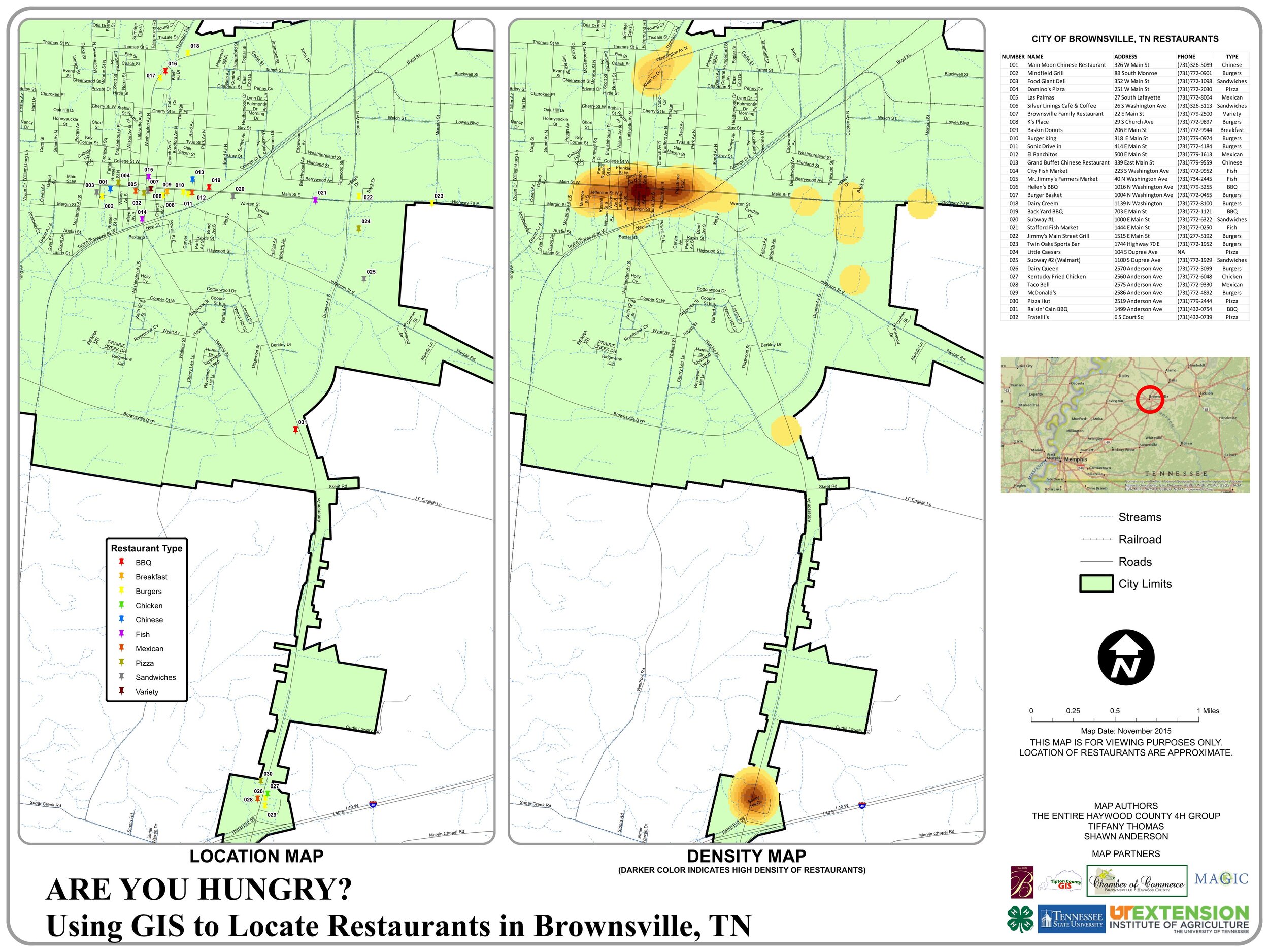 Are You Hungry? Using GIS to Locate Restaurants in Brownsville, TN