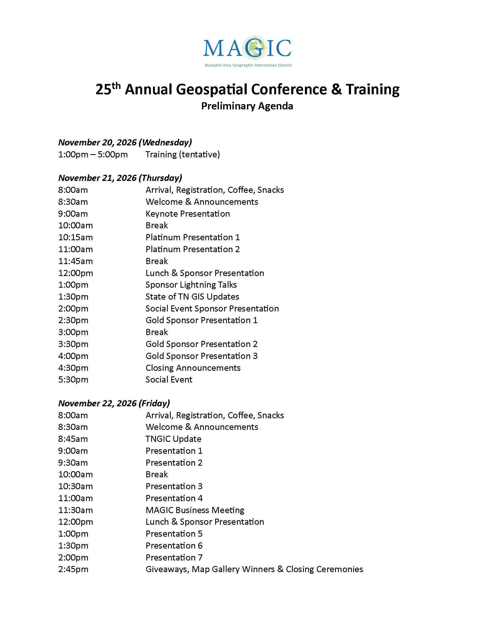 Preliminary conference agenda