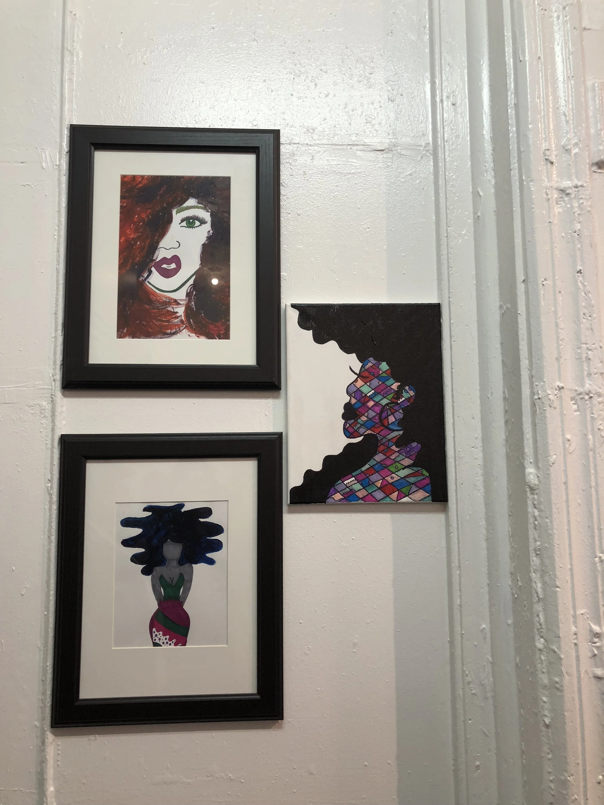 Drawings and paintings by Tamara Johnson at the West End Art Gallery, 2018. Image courtesy of Annabel Biernat.