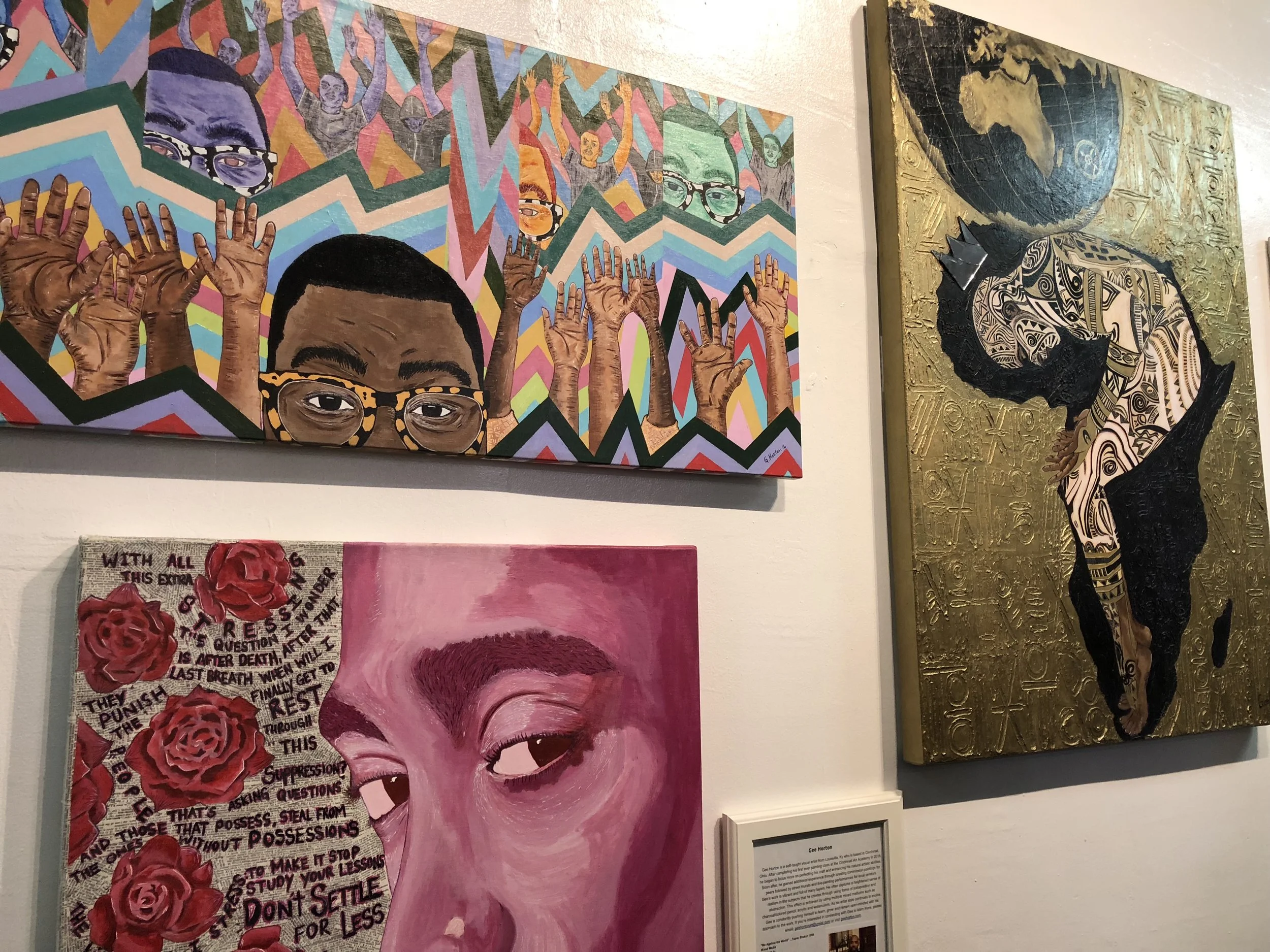 Paintings by Gee Horton at the West End Art Gallery, 2018. Image courtesy of Annabel Biernat.