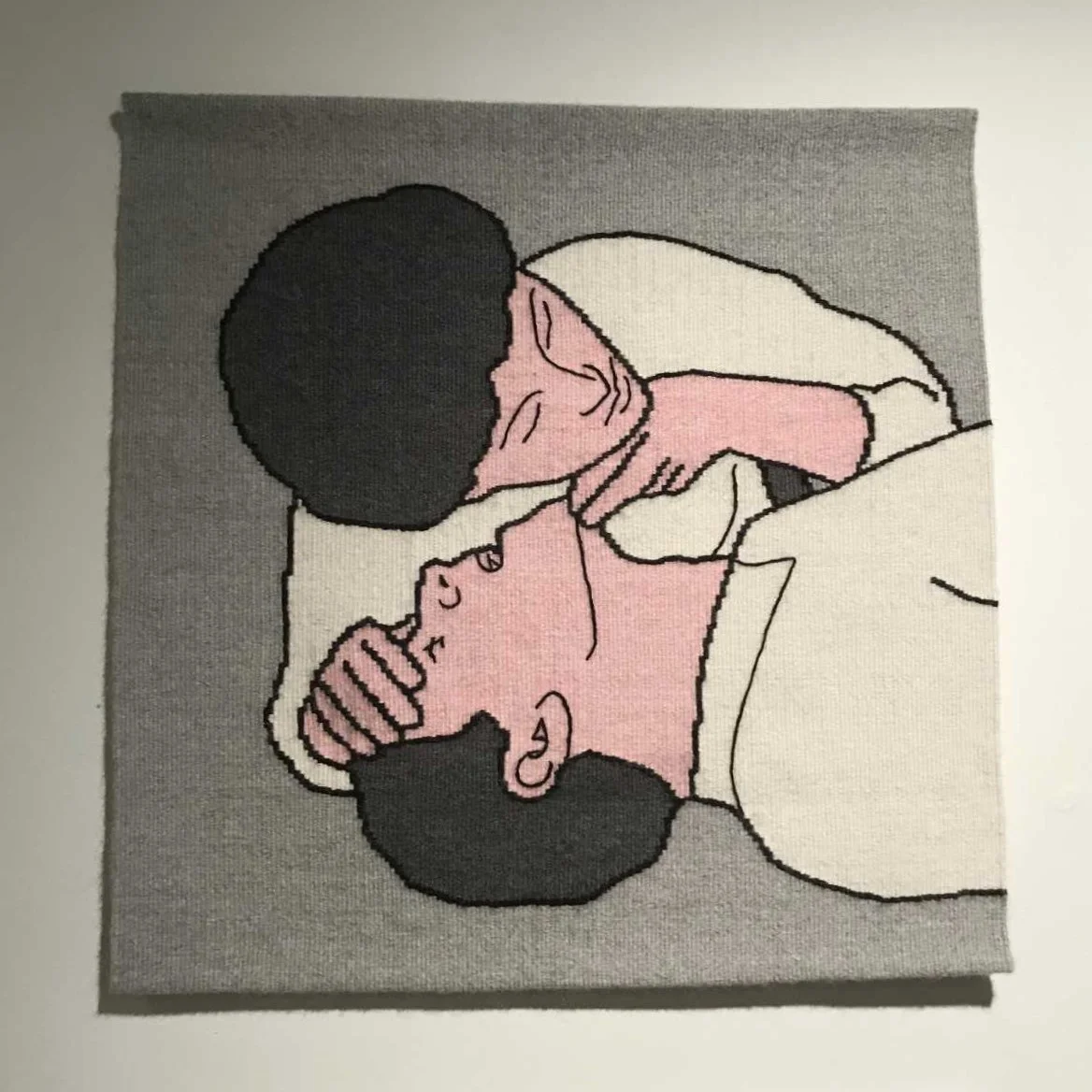 Erika Diamond, CPR Series: Check for Breathlessness , 2016, hand woven alpaca tapestry. Photo by Meggie Bailey.