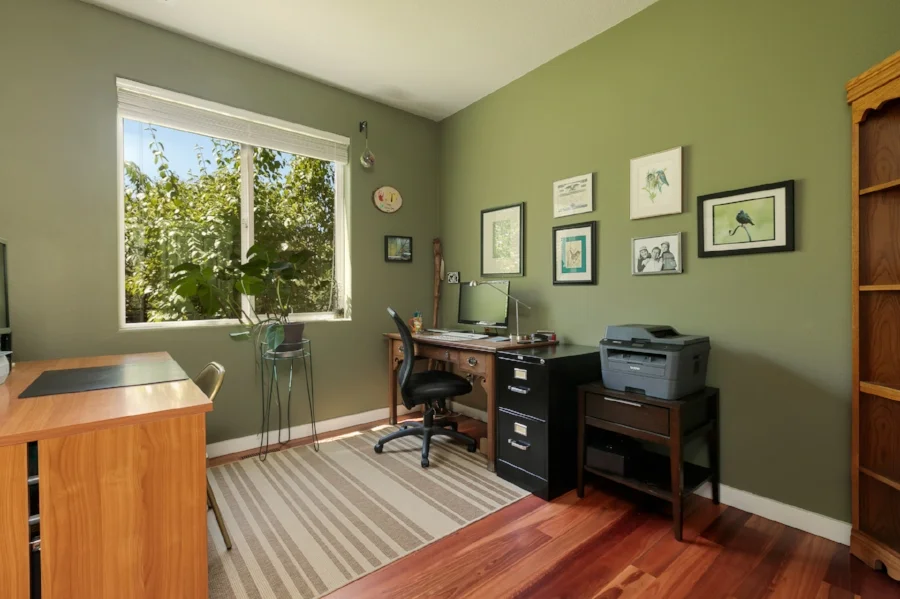 The 5th bedroom is located on the main floor, tucked back behind the family room. Use it as a bedroom, den, office, music room...
