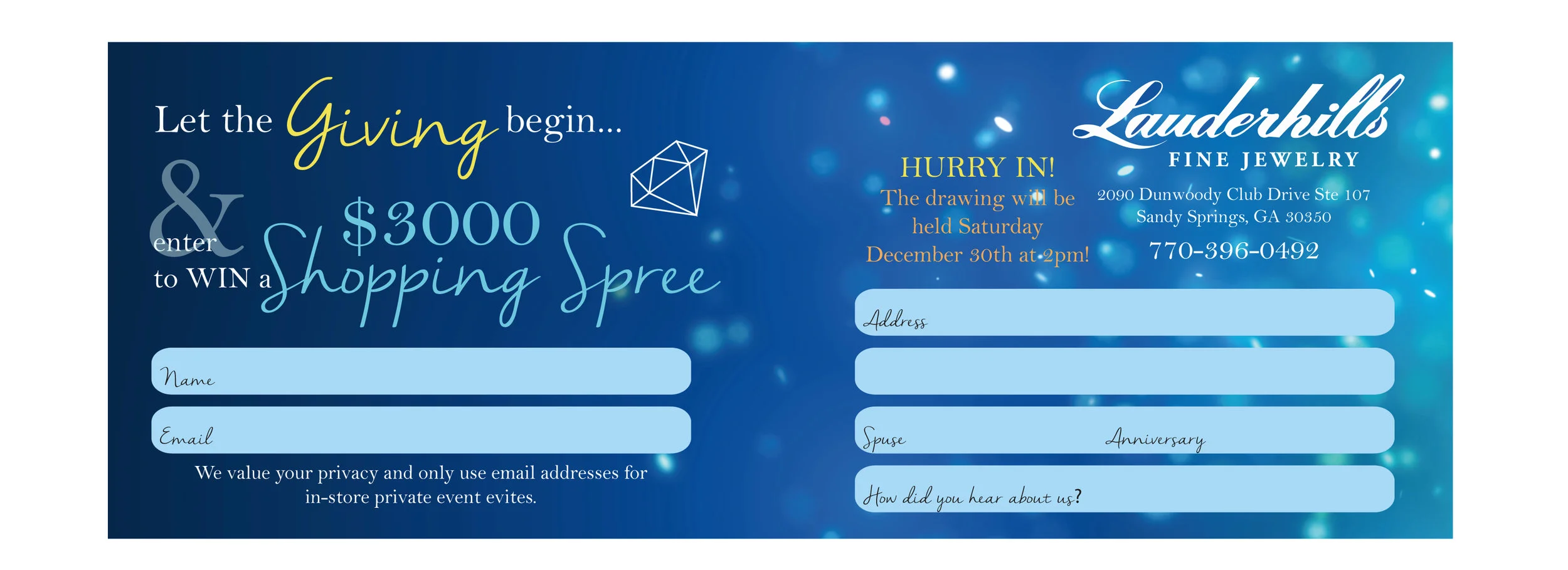 Print the form below and bring it in to win.