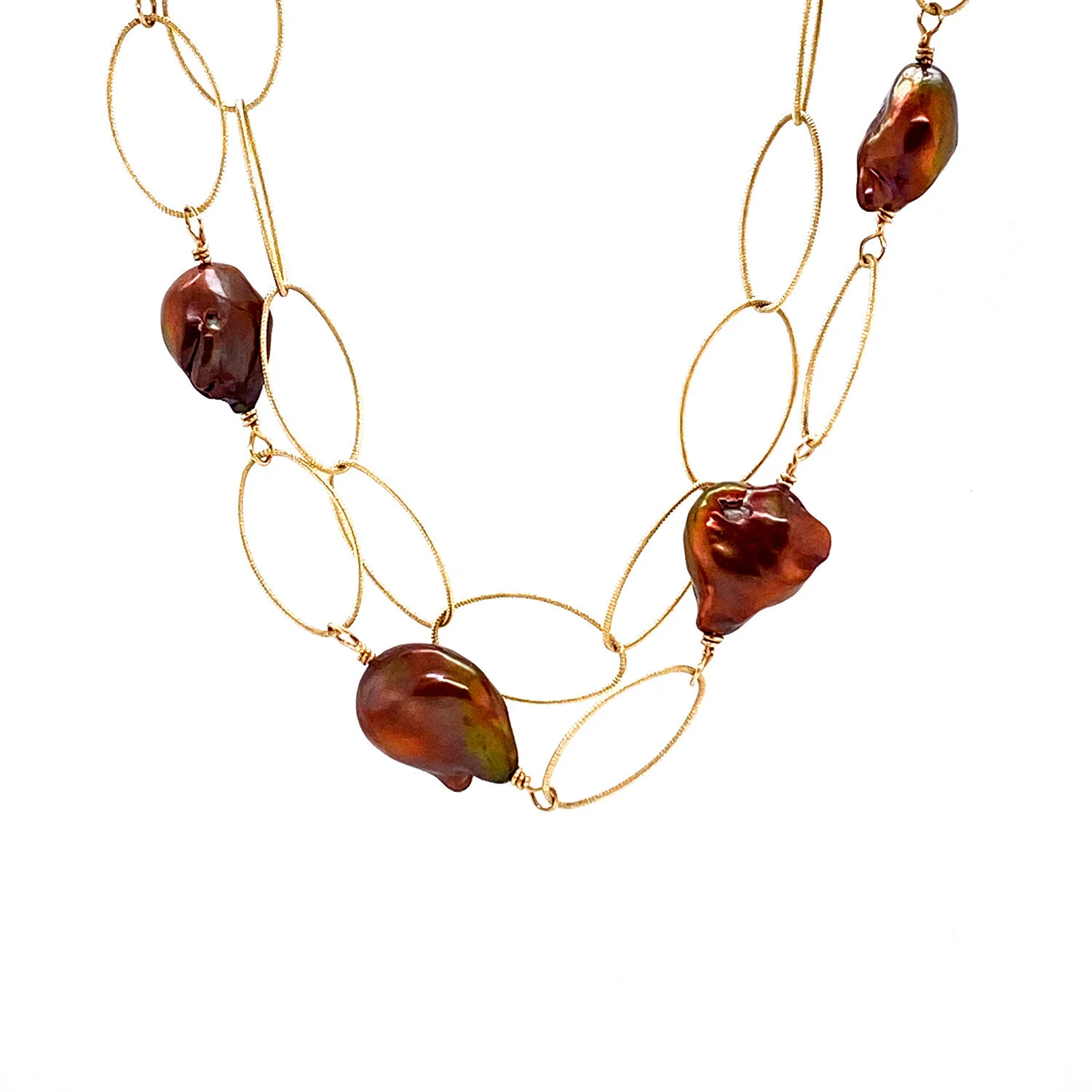 Chocolate Pearl Station Necklace