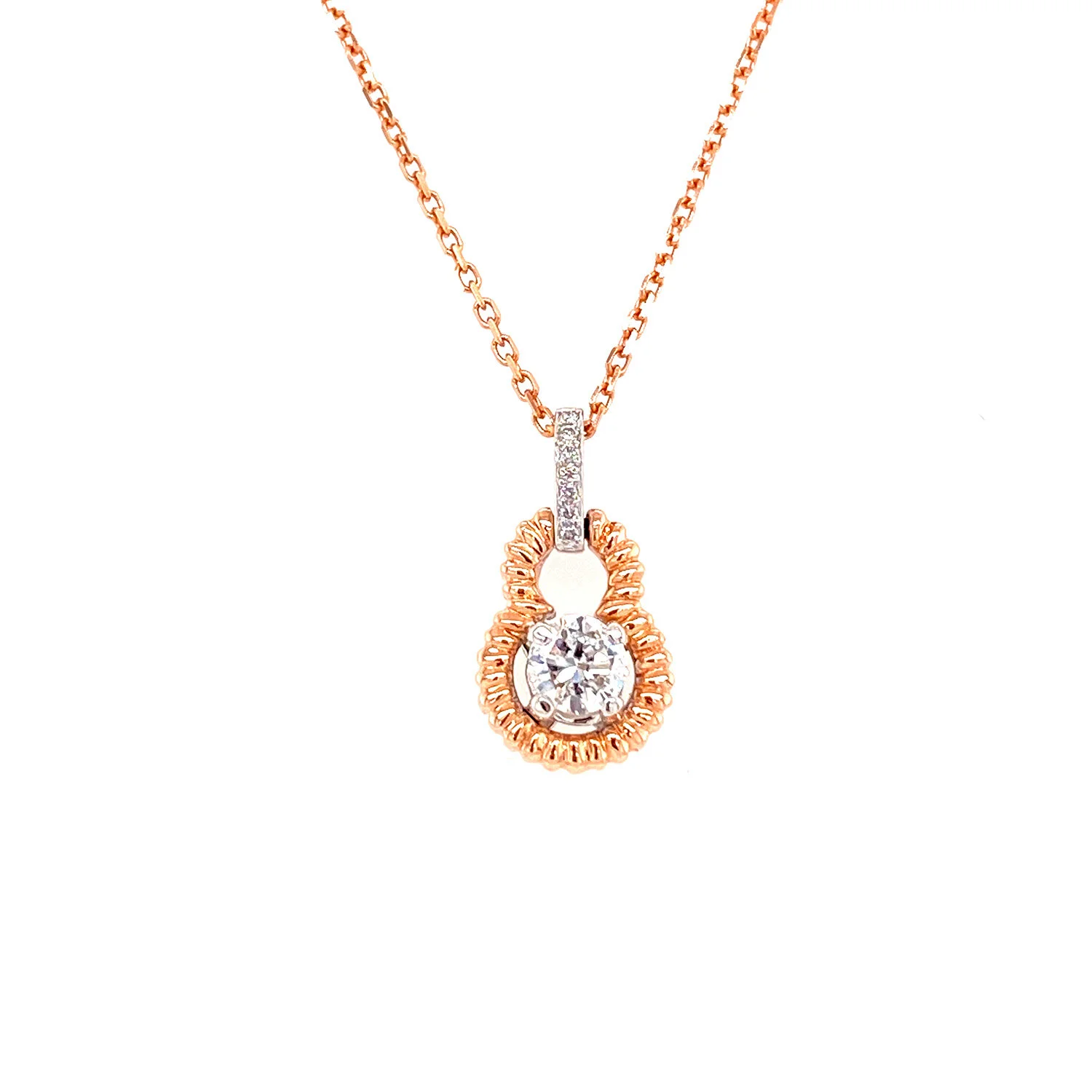 Rose Gold Milgrain Diamond Pendant