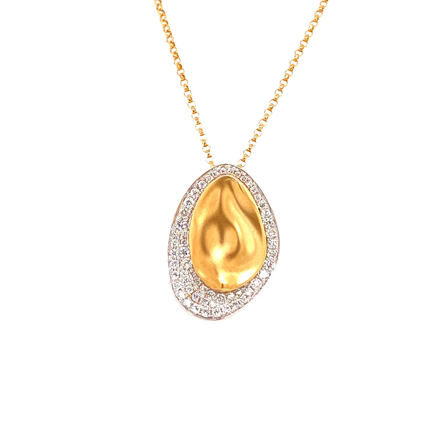 Freeform Diamond Pendant With Matte Gold Center