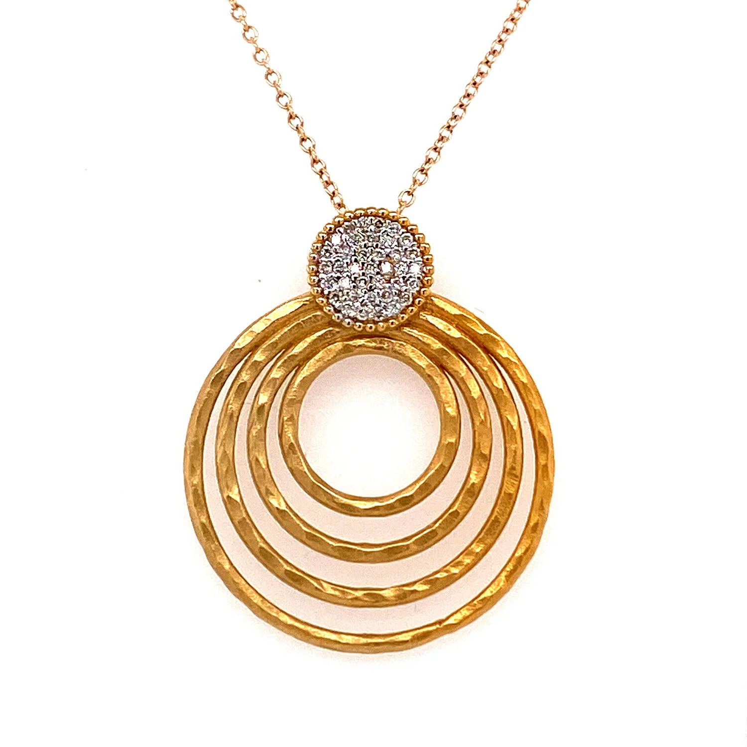 I Reiss Hammered Concentric Circle Pendant