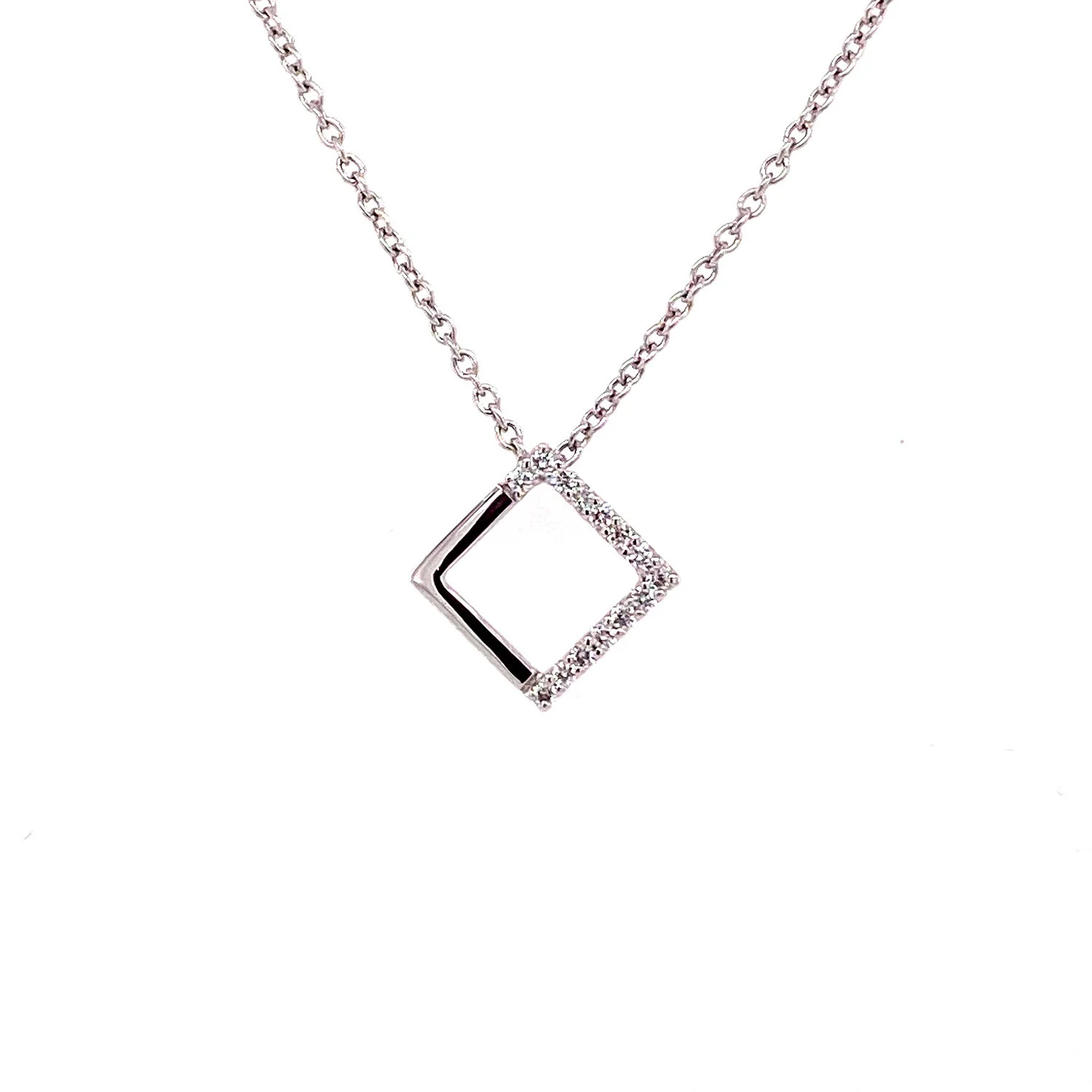 Open Square Diamond Pendant