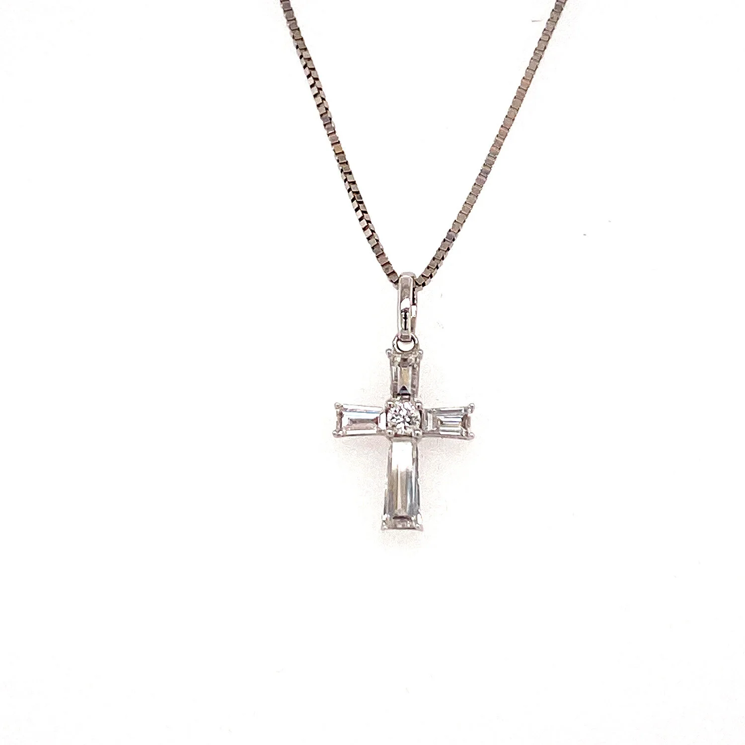Diamond Baguette Cross Pendant
