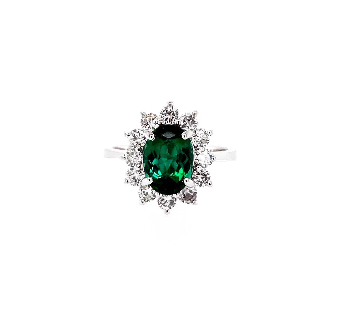 Green Tourmaline and Diamond Ring