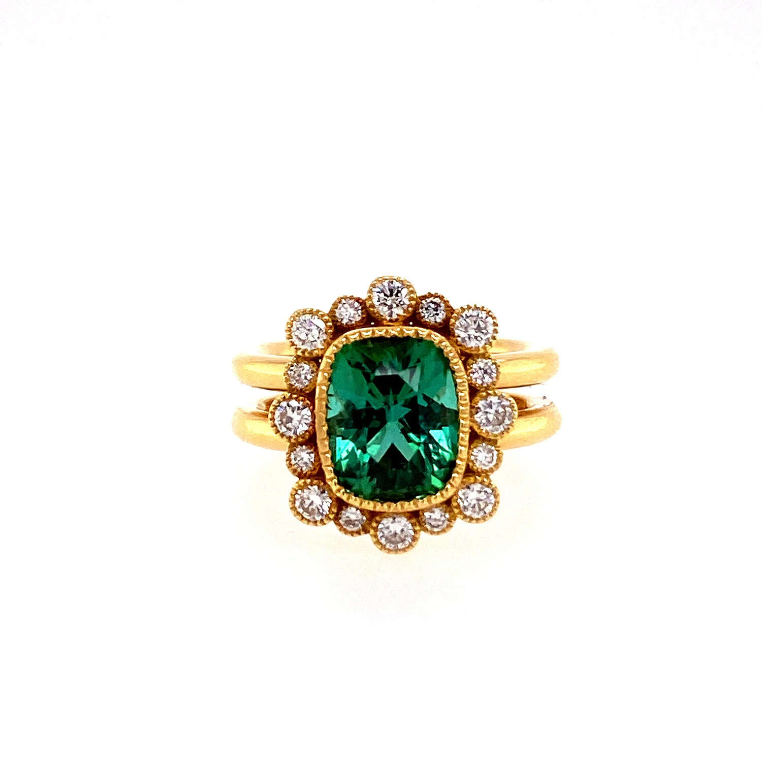Green Tourmaline and Diamond Ring
