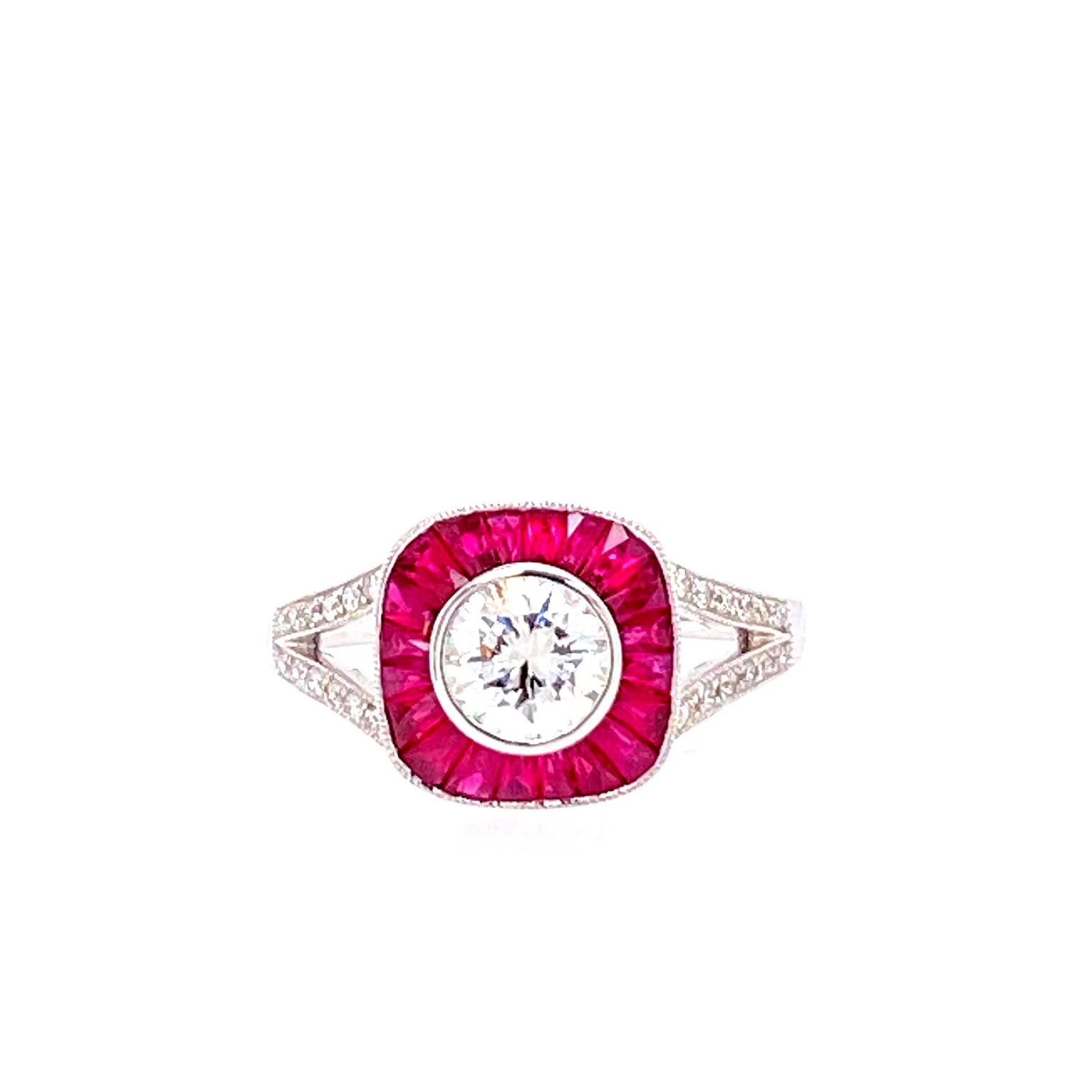James Breski Diamond Ring With Ruby Accents