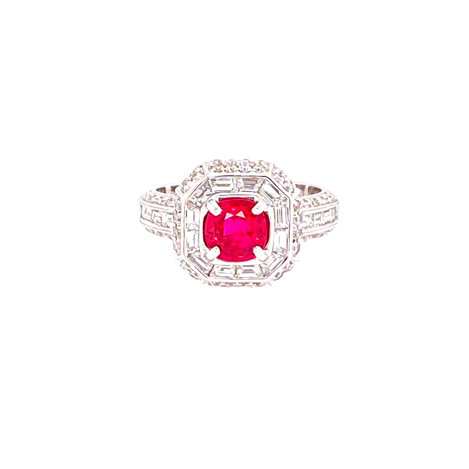 Red Spinel and Diamond Ring