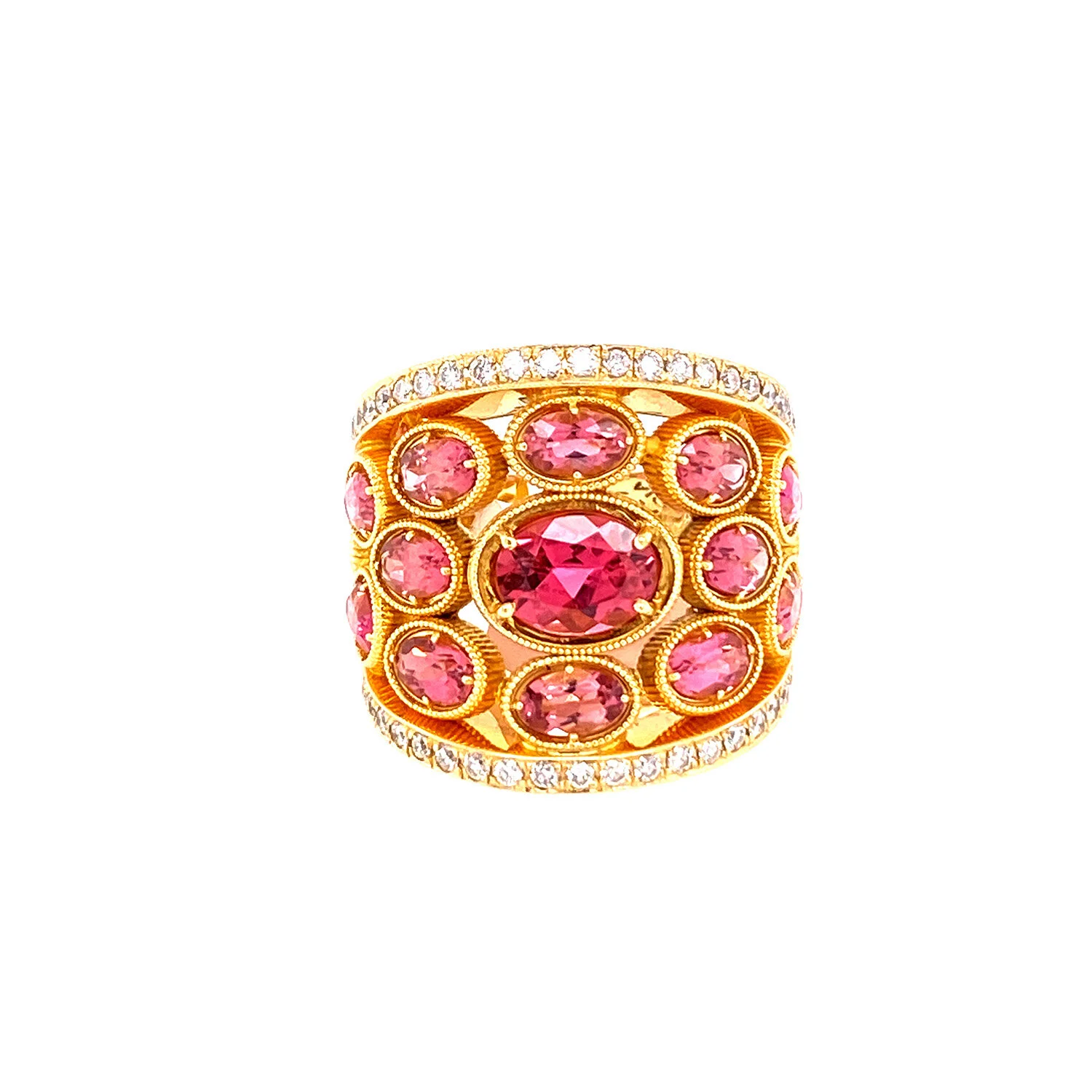 Pink Tourmaline Cluster Band