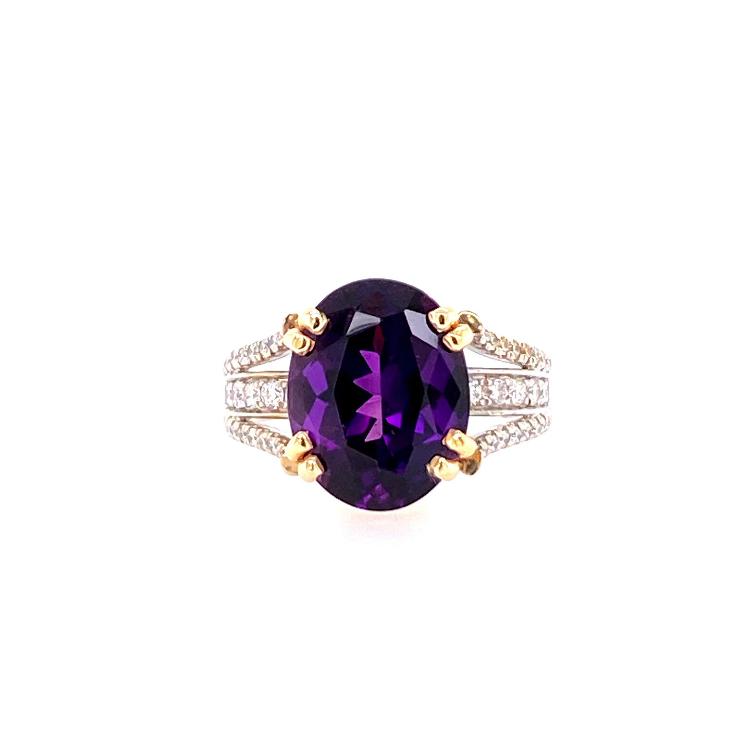 Oval Amethyst and Diamond Ring
