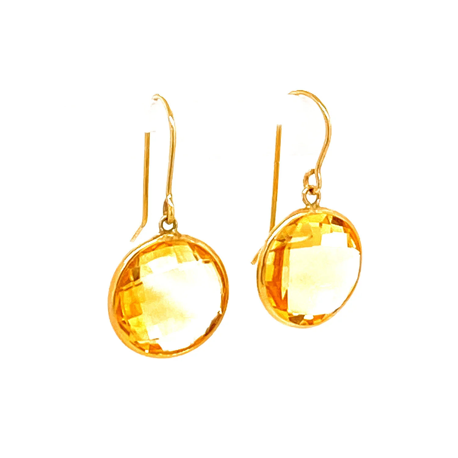 Bezel Citrine Earring Drops