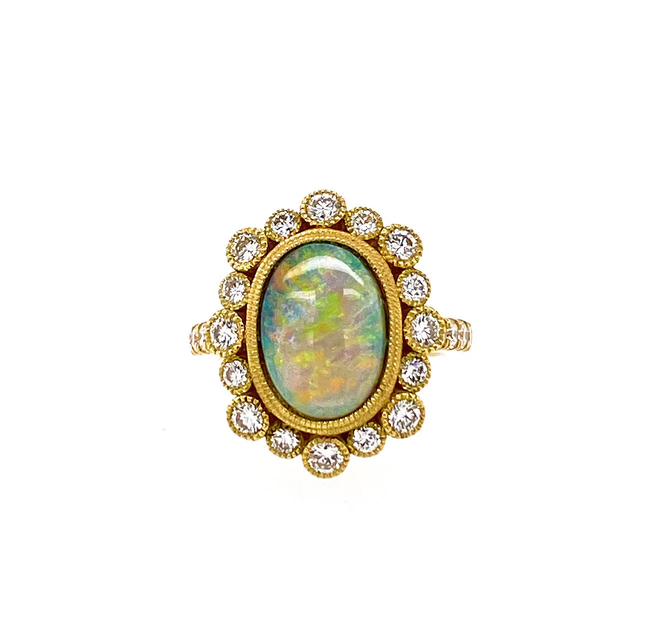 Black Opal and Diamond Ring