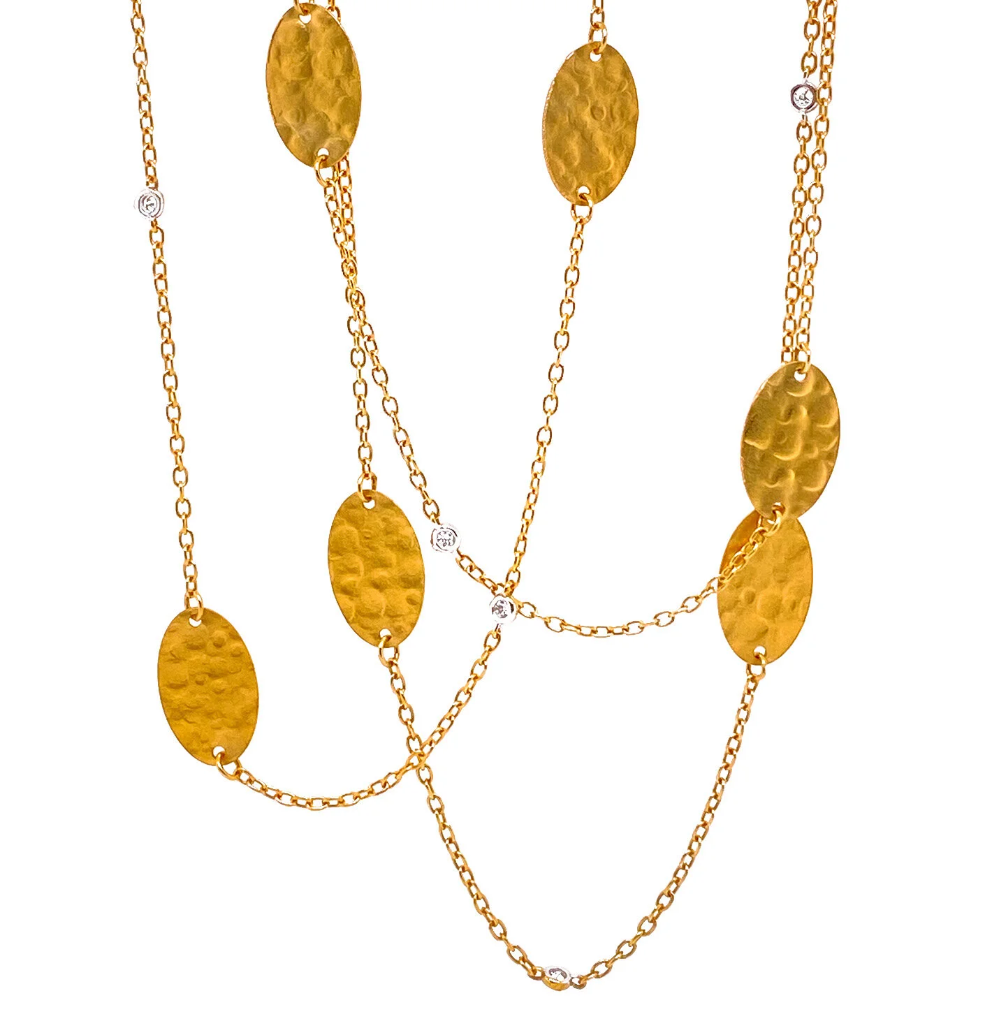 I Reiss Oval  Hammered Diamond Necklace 36"