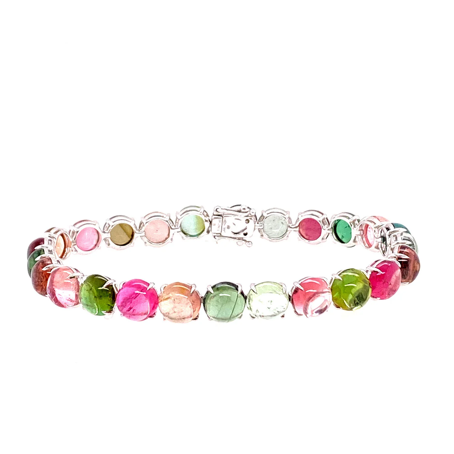 Multi-colored Cabochon Tourmaline Bracelet