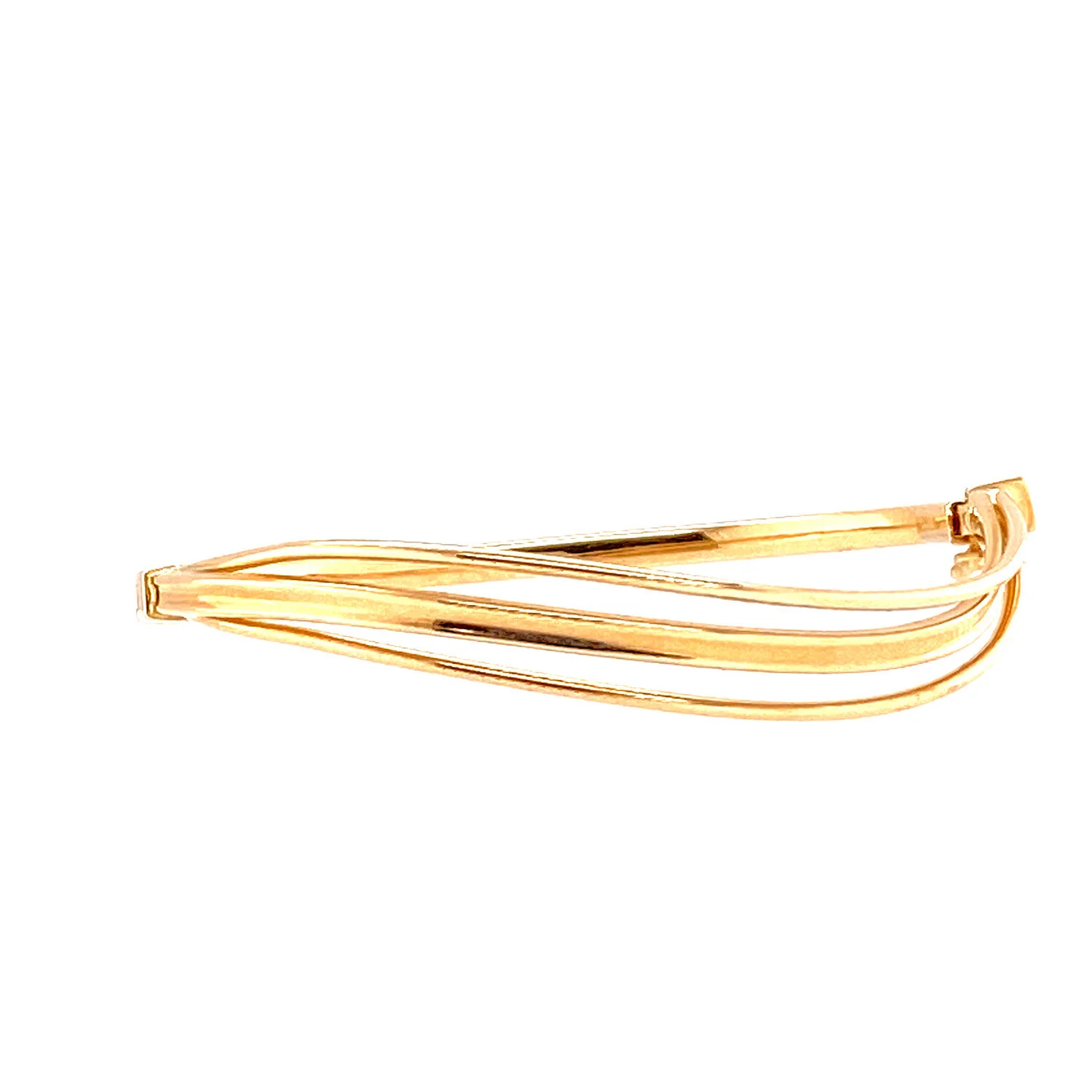 Triple Wave Hinged Gold Bangle