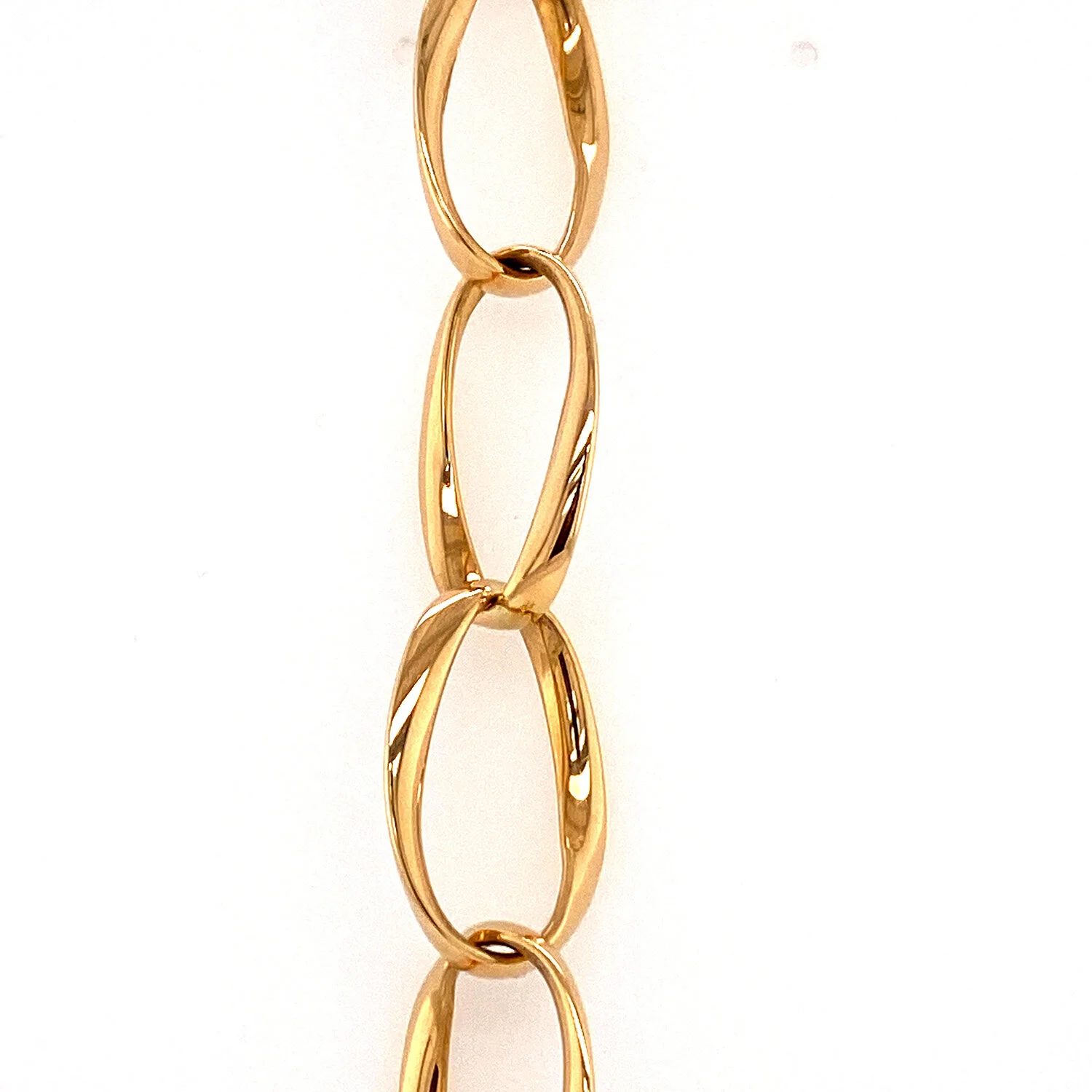 Open Twist Oval Link Gold Bracelet