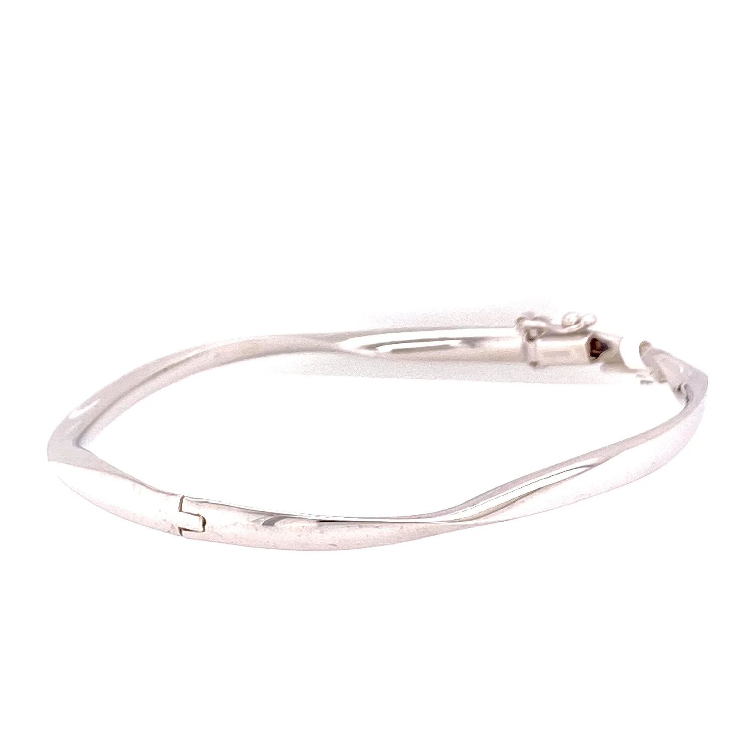 White Gold Twist Stackable Hinged Bangle