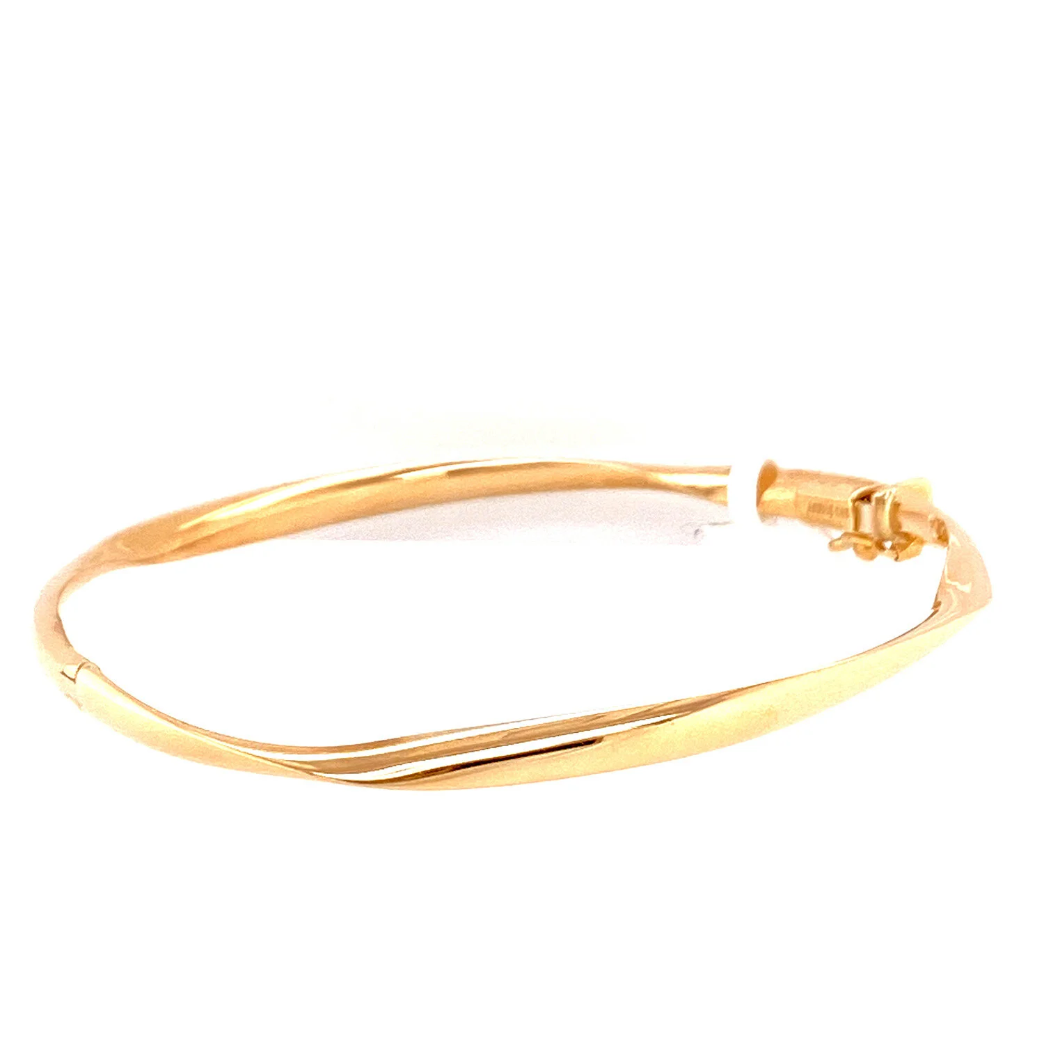 Yellow Gold Twist Stackable Hinged Bangle