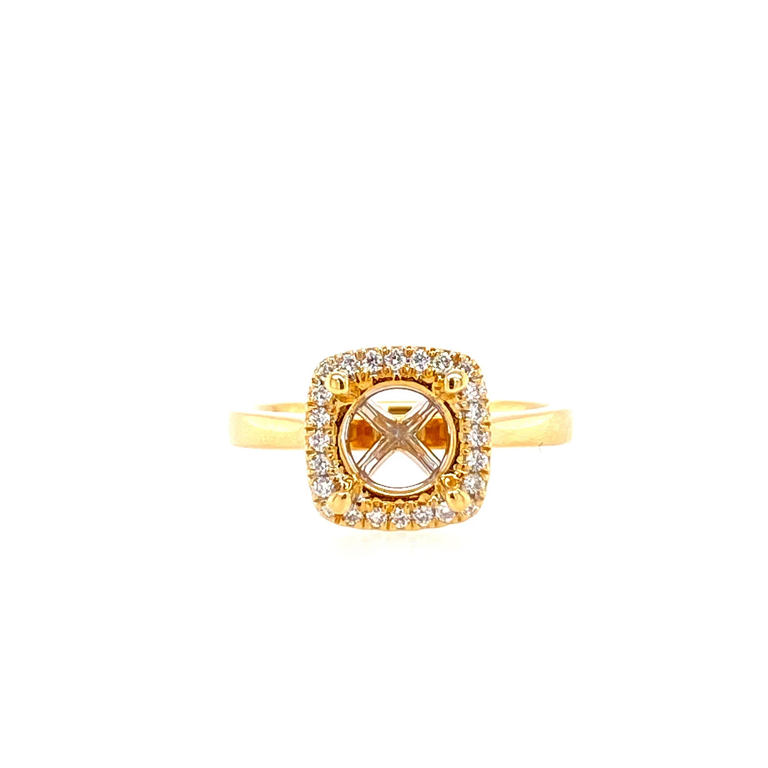 18K Yellow Gold Diamond Halo Remount