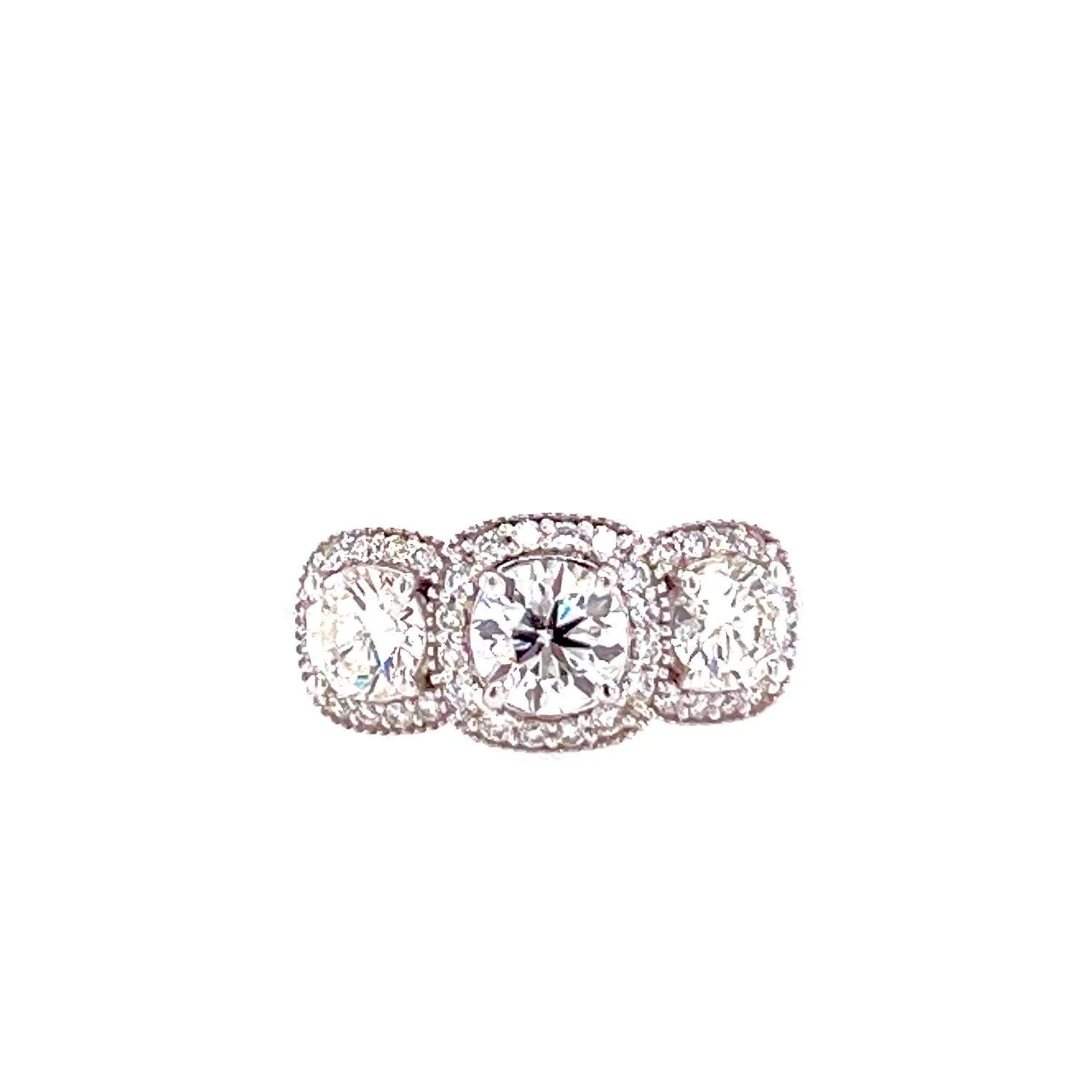 Three Stone Diamond Halo Ring