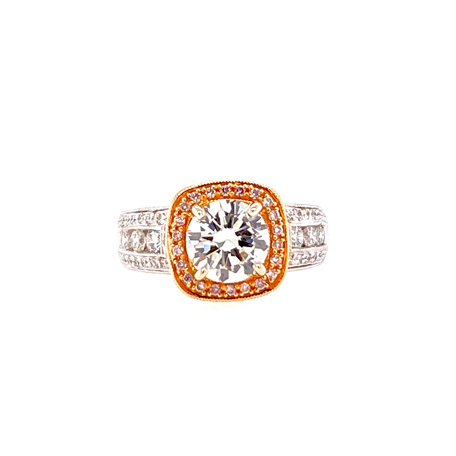Diamond Engagement Ring With Pink Diamond Halo
