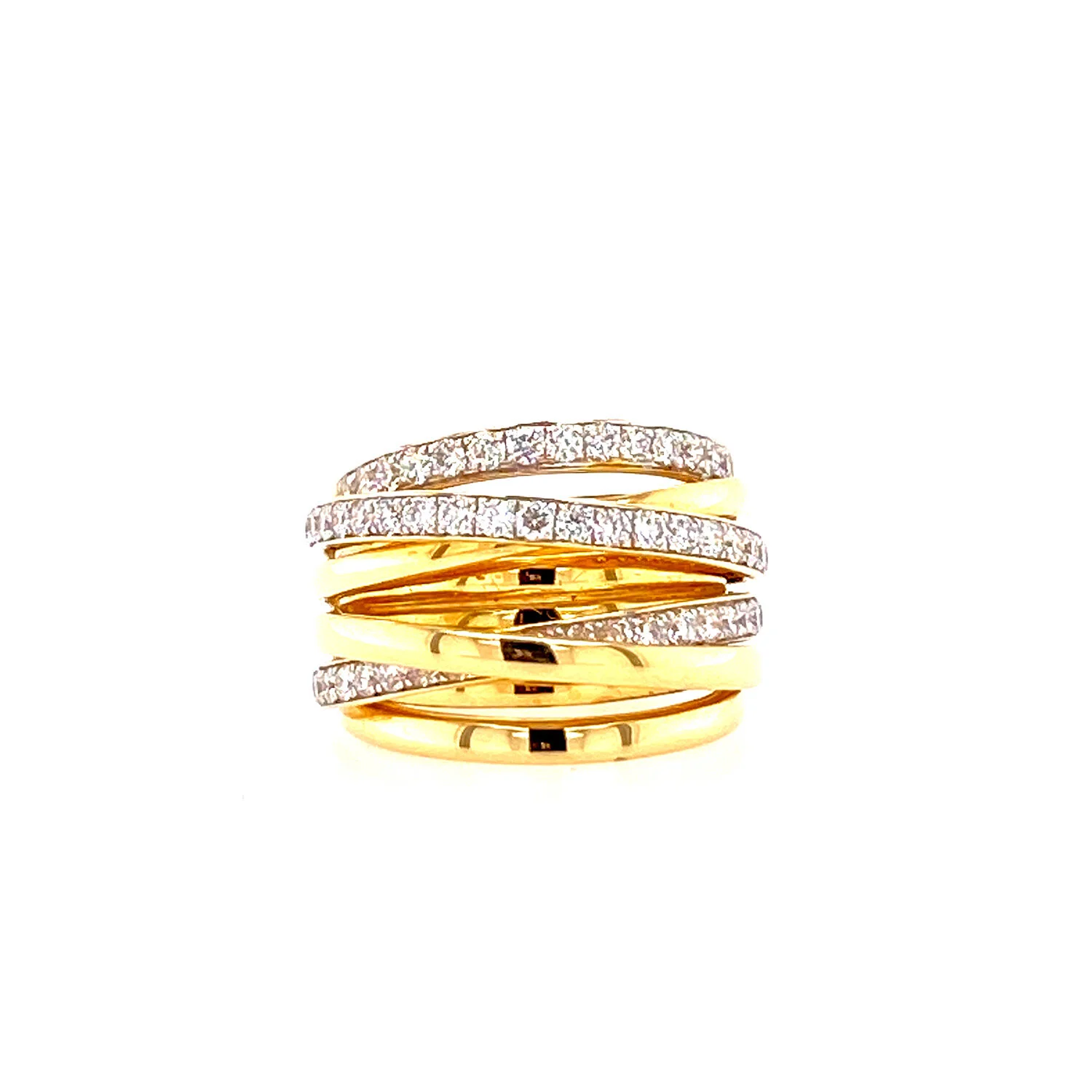 Wide Two Toned Diamond Criss Cross Band