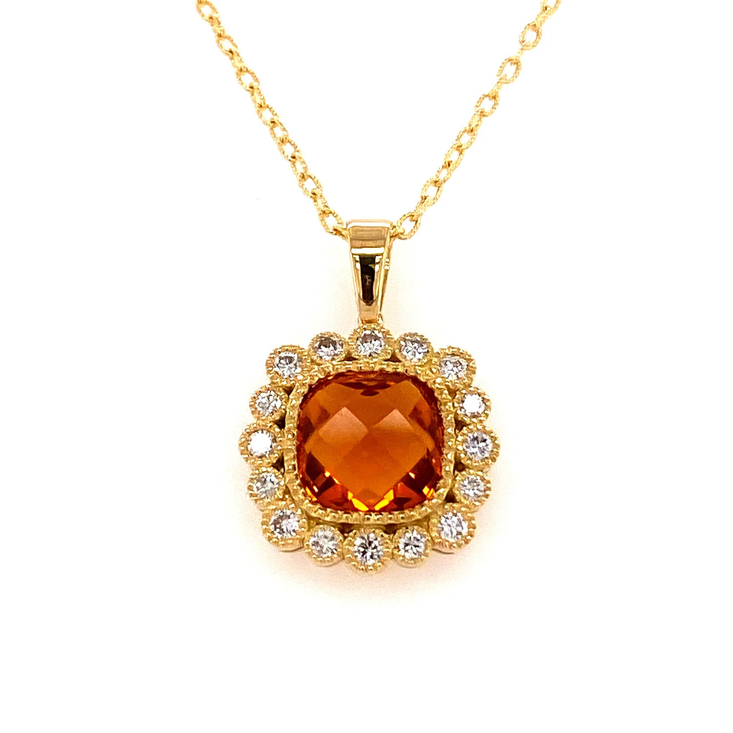 Citrine And Diamond Pendant