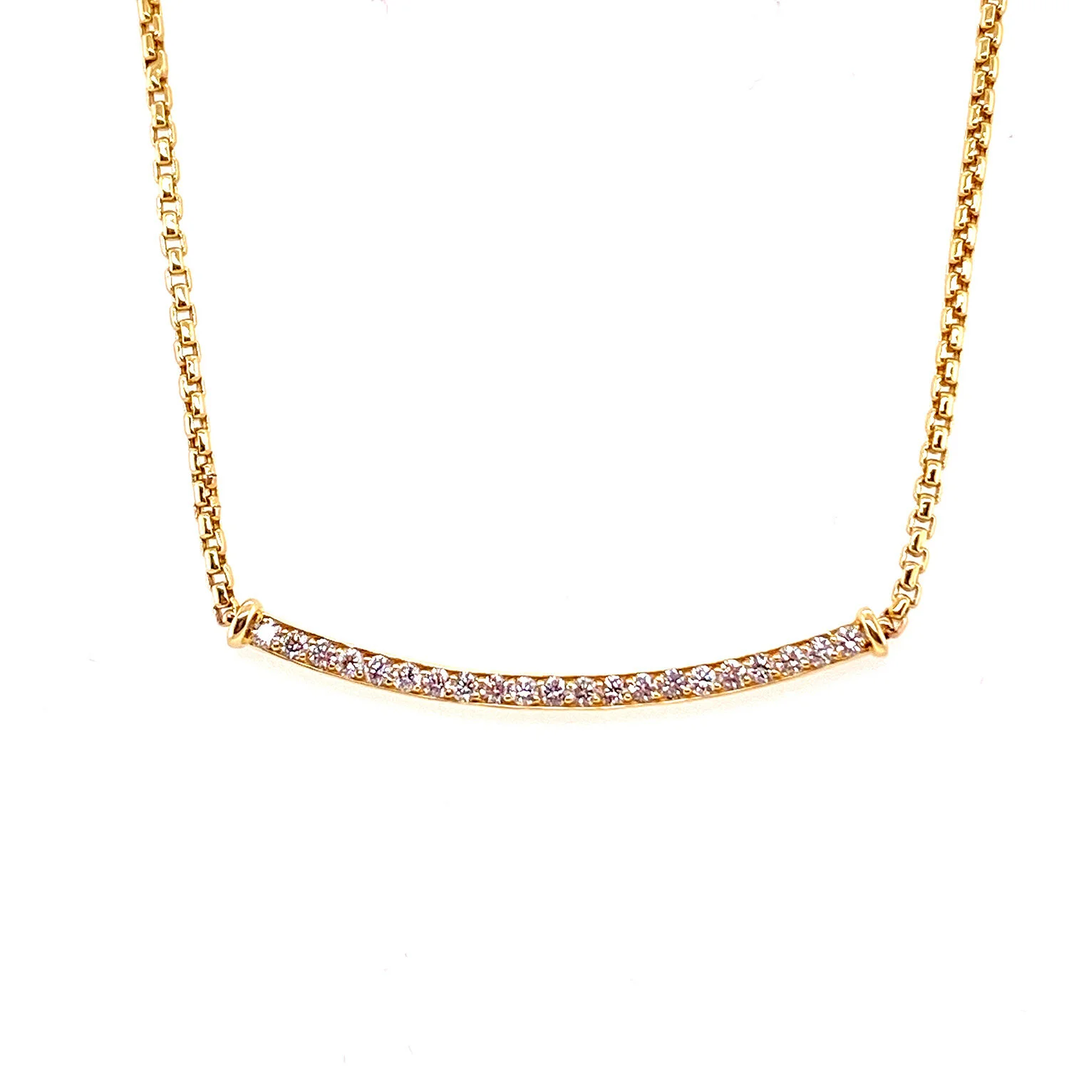 DA Gold Diamond Curved Bar Pendant