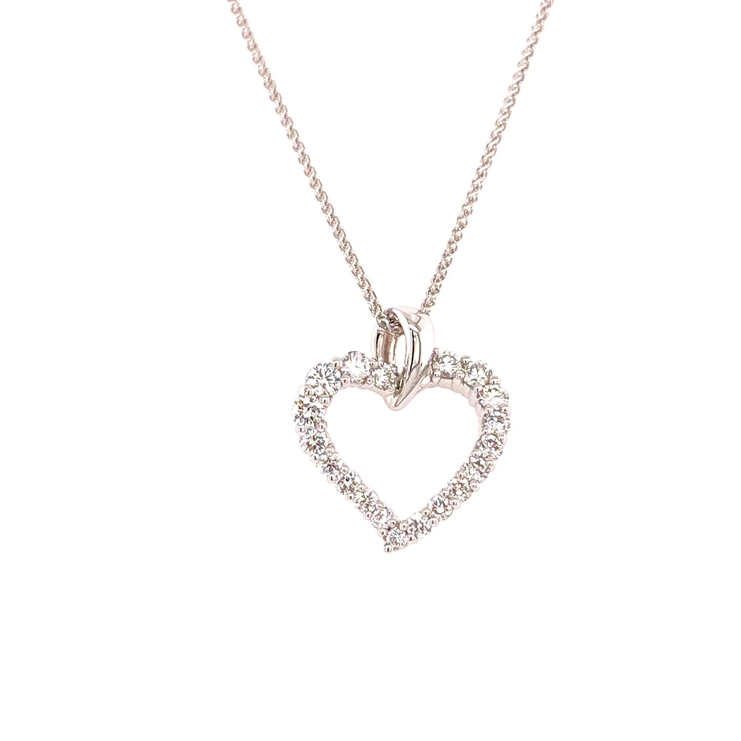 Open Heart Shaped Diamond Pendant