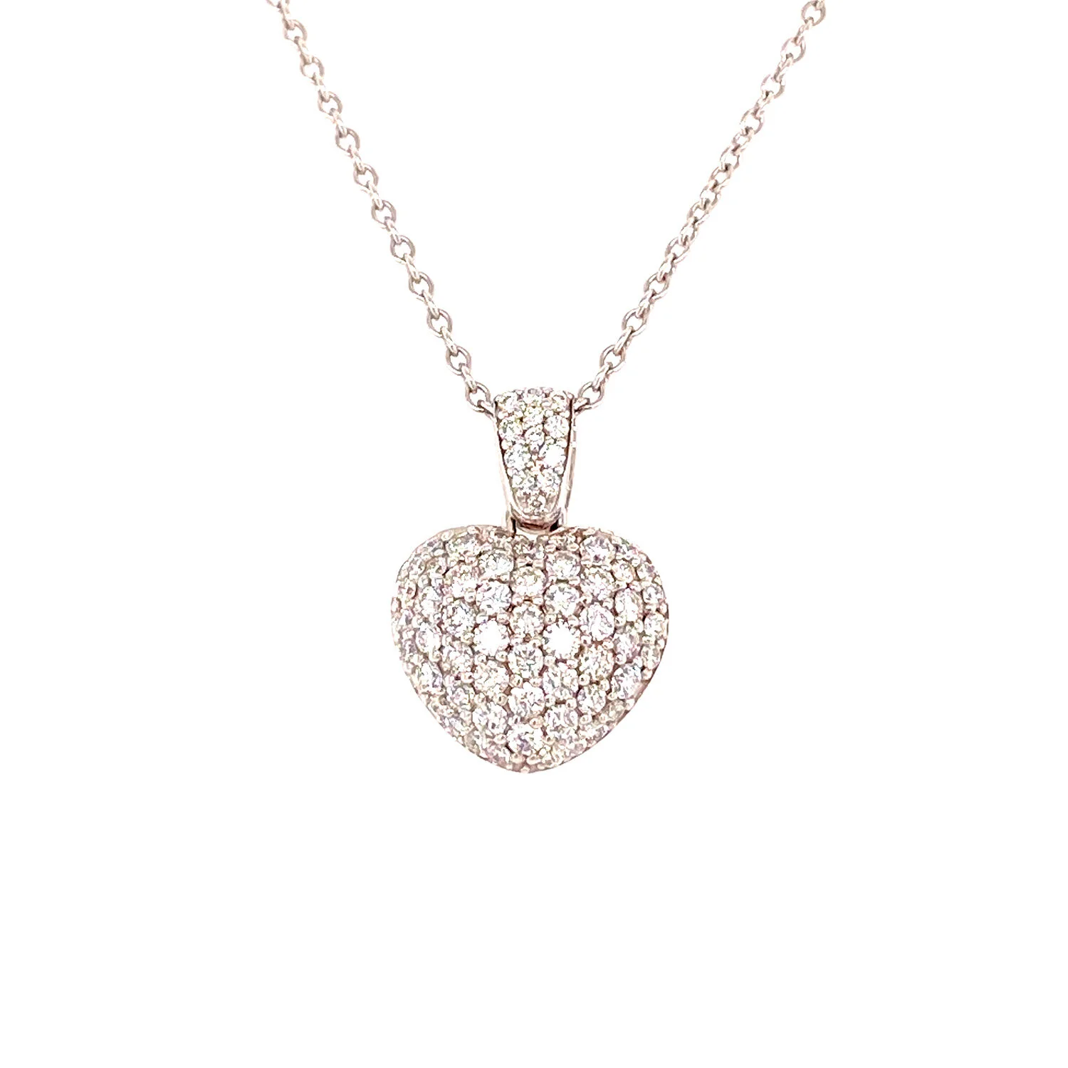 Diamond Puff Pave Heart Pendant