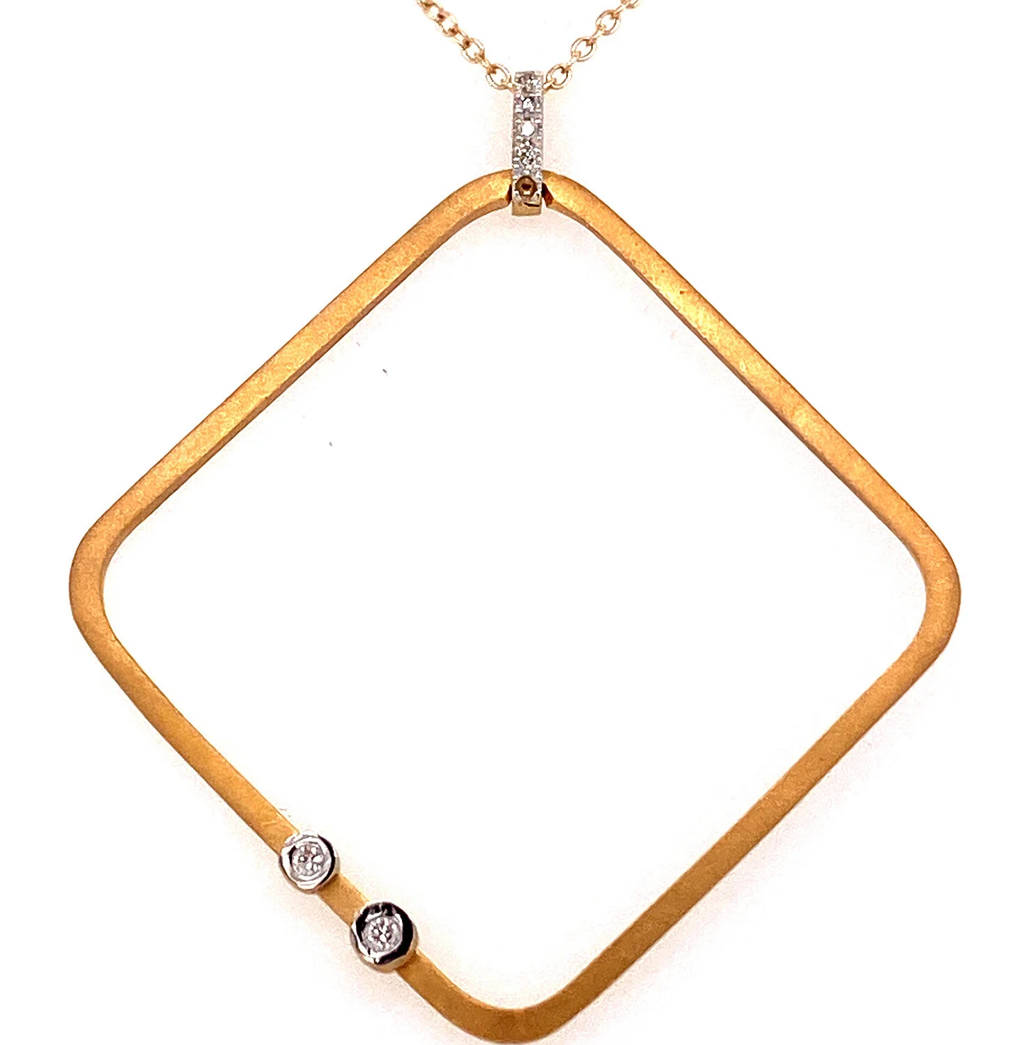 I Reiss Open Square Diamond Pendant