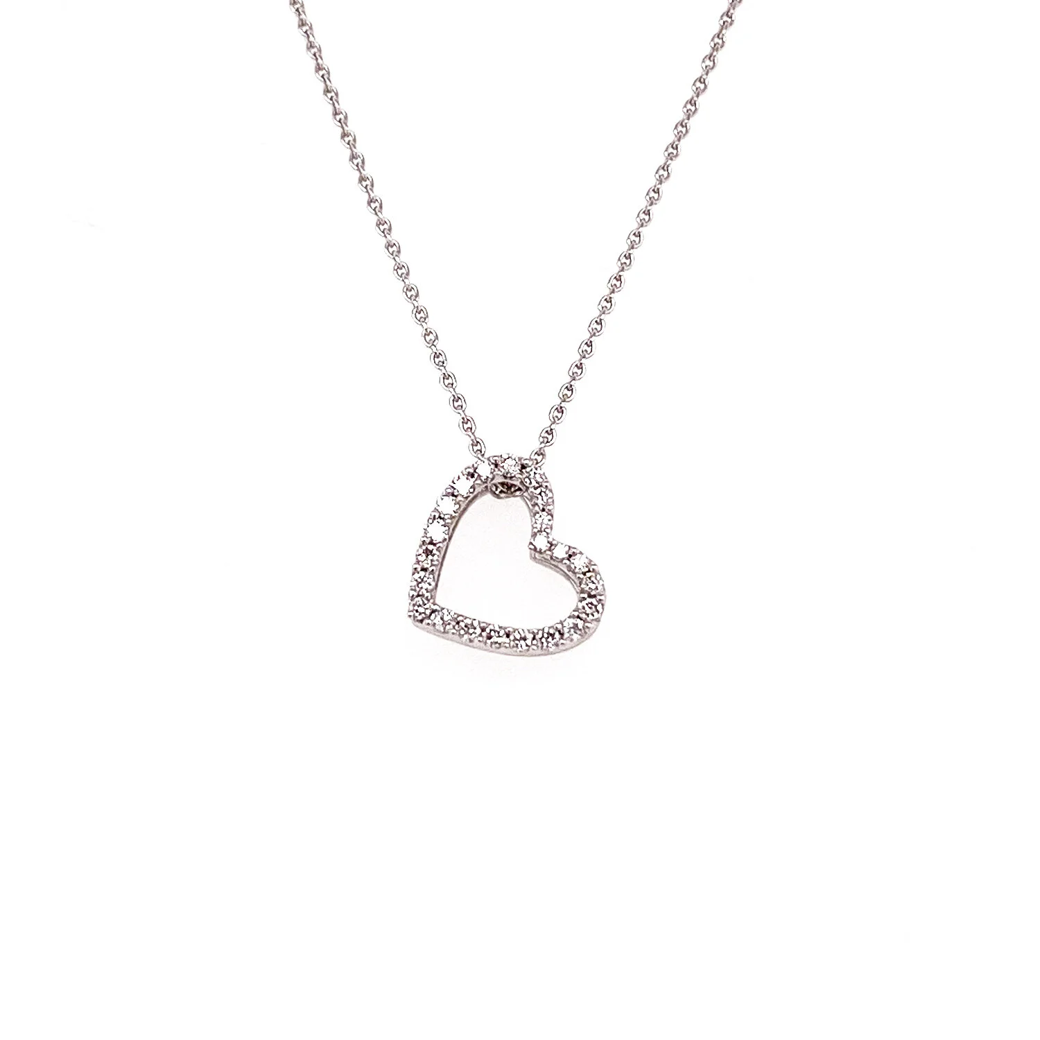 Open Heart Shaped Diamond Pendant