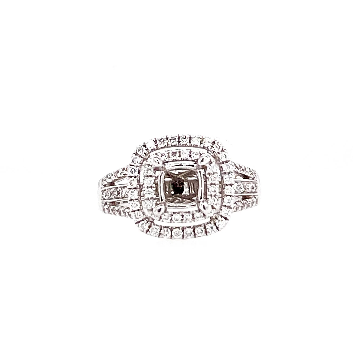 18K White Gold Double Halo Diamond Remount