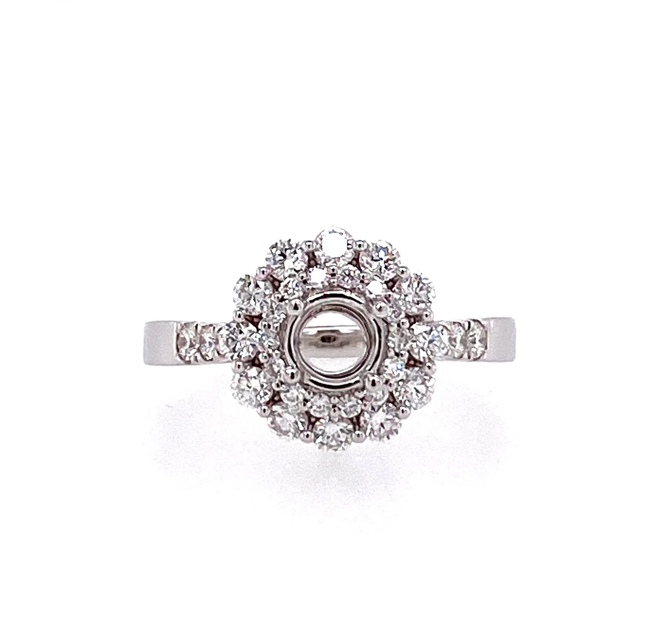 18K White Gold Double Halo Diamond Remount