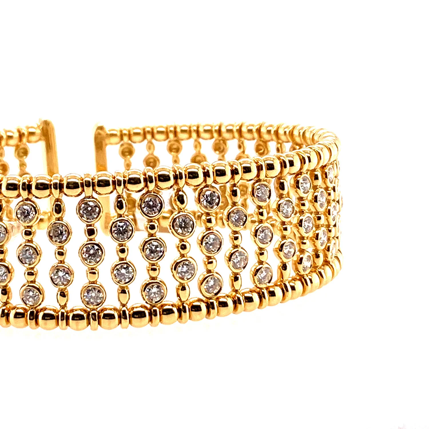DA Gold Wide Bezeled Diamond Cuff