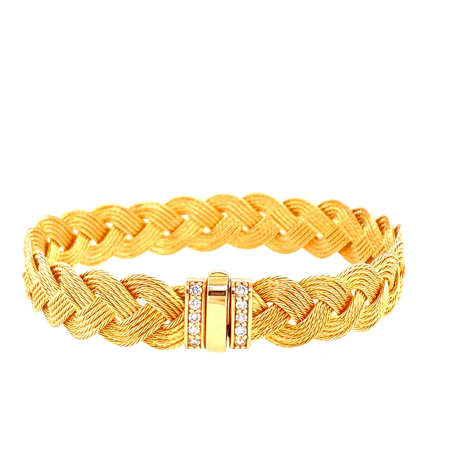 Braided Gold Bracelet With Diamonds