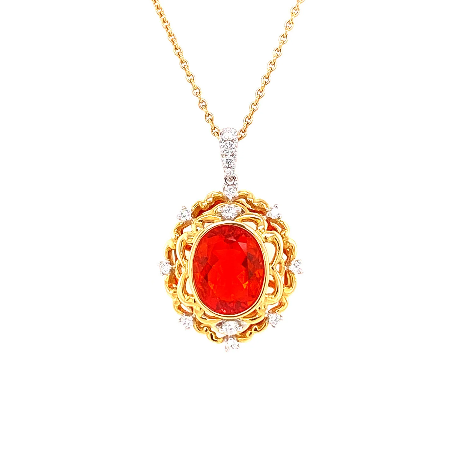 Spark Fire Opal And Diamond Pendant