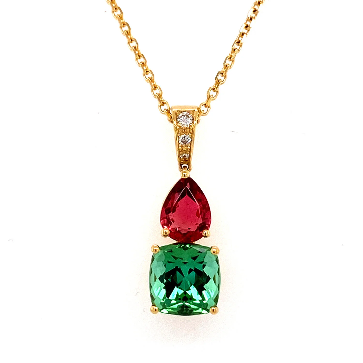 Green And Pink Tourmaline Pendant