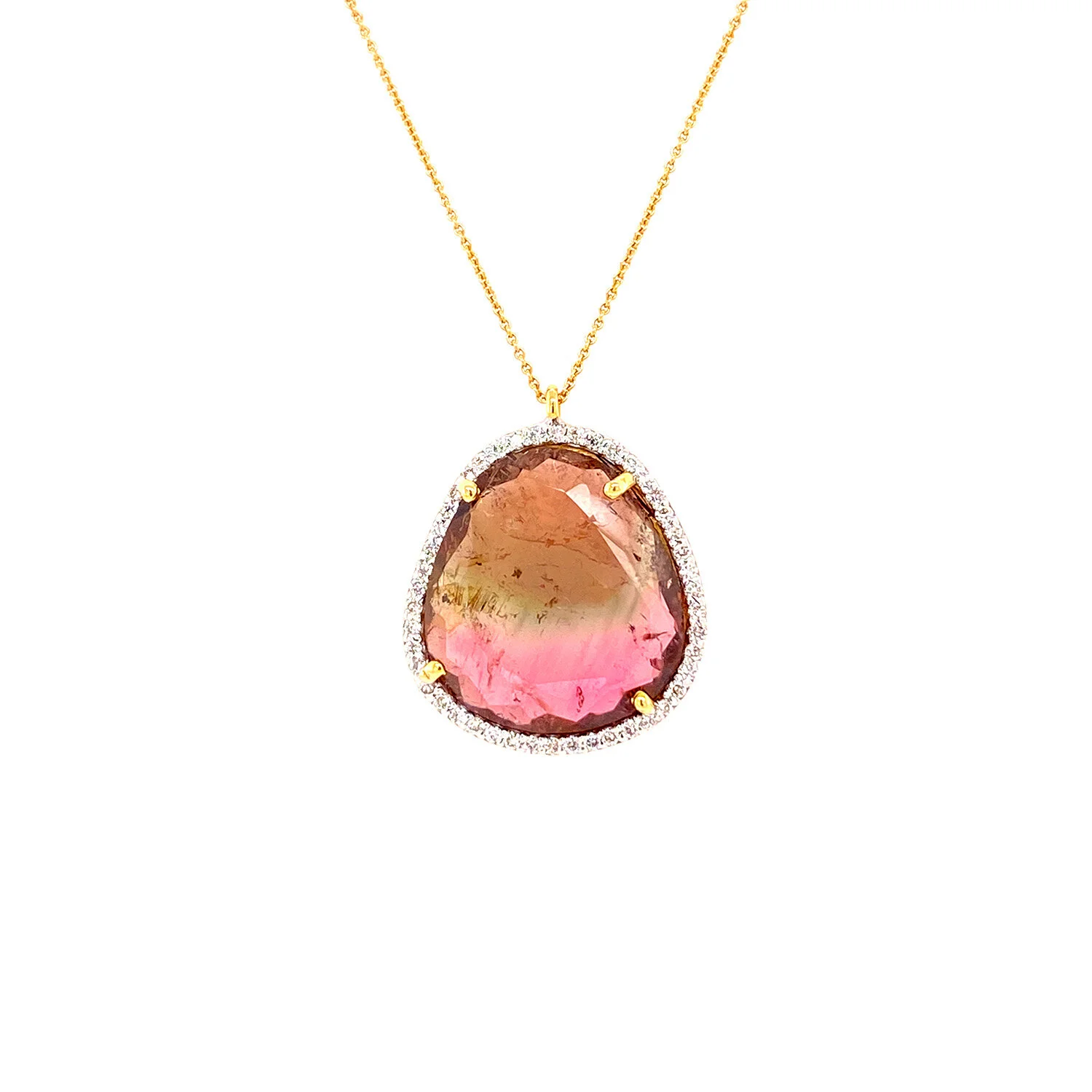 Tresor Bicolor Tourmaline With Diamond Halo